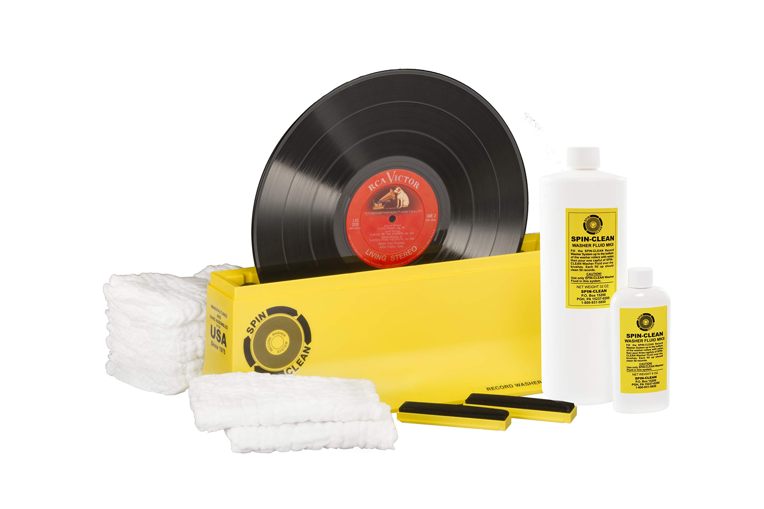 Spin-Clean Vinyl Record Washer Deluxe Kit - Complete Record Cleaning System with 5 Extra Drying Cloths, 32oz Cleaning Fluid & Brushes - Works for 33/45/78 RPM Records - Perfect for Audiophiles, DJs & Music Collectors at Home or Studio