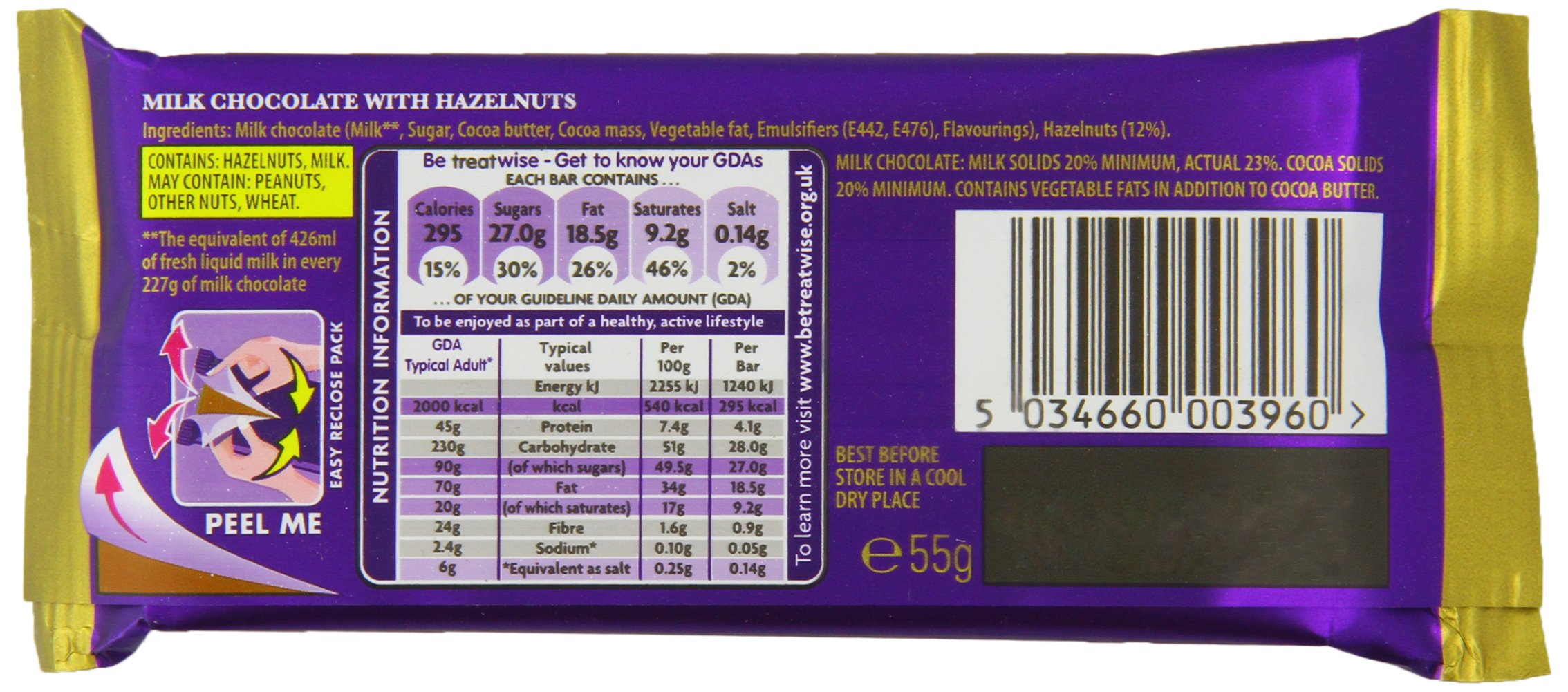 Cadbury Dairy Milk Whole Nut Chocolate Bars - Pack of 24 | Crunchy Hazelnut Milk Chocolate | Perfect for Gifts, Parties & Snacking