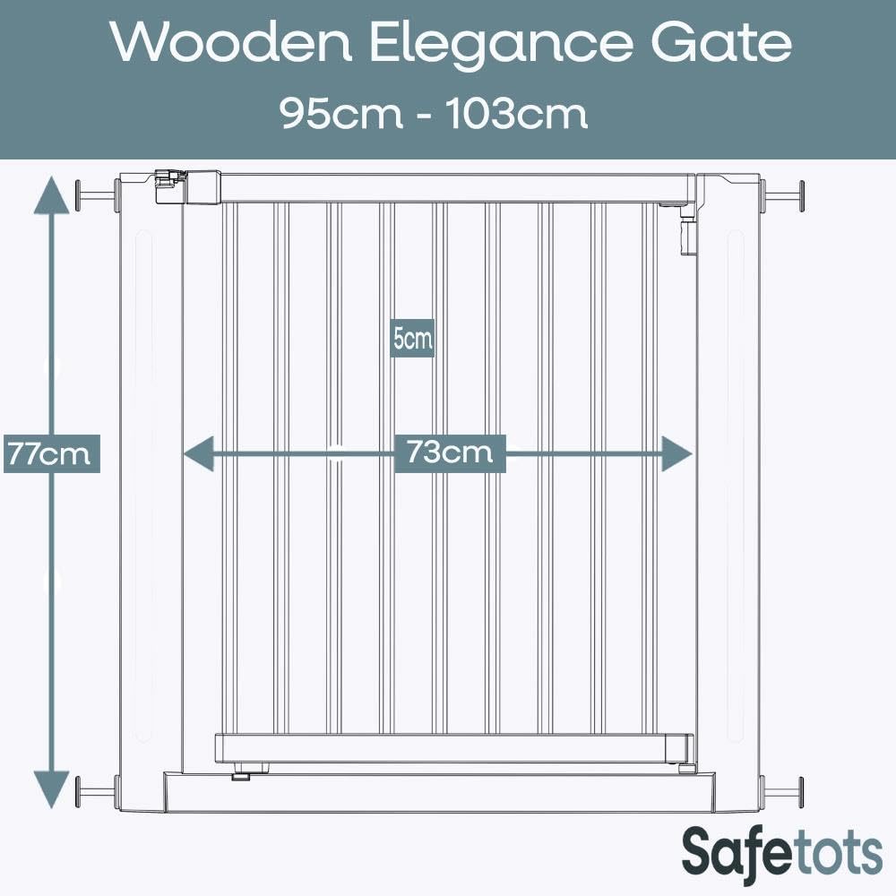 Natural Wooden Dog Gate for Extra Wide Doorways (95cm-103cm) | Pressure Fit Safety Gate for Puppies, Dogs & Pets (73cm Wide) | Stylish & Easy Installation | Perfect for Hallways, Stairs & Large Openings
