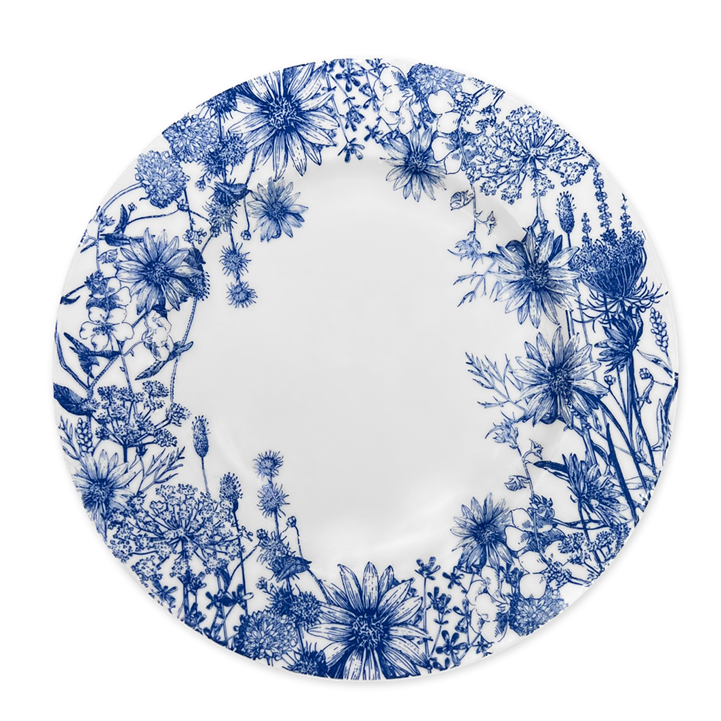 Elegant Blue Rimmed Dinner Plates - Premium Porcelain Plates for Summer Dining, Parties & Special Occasions
