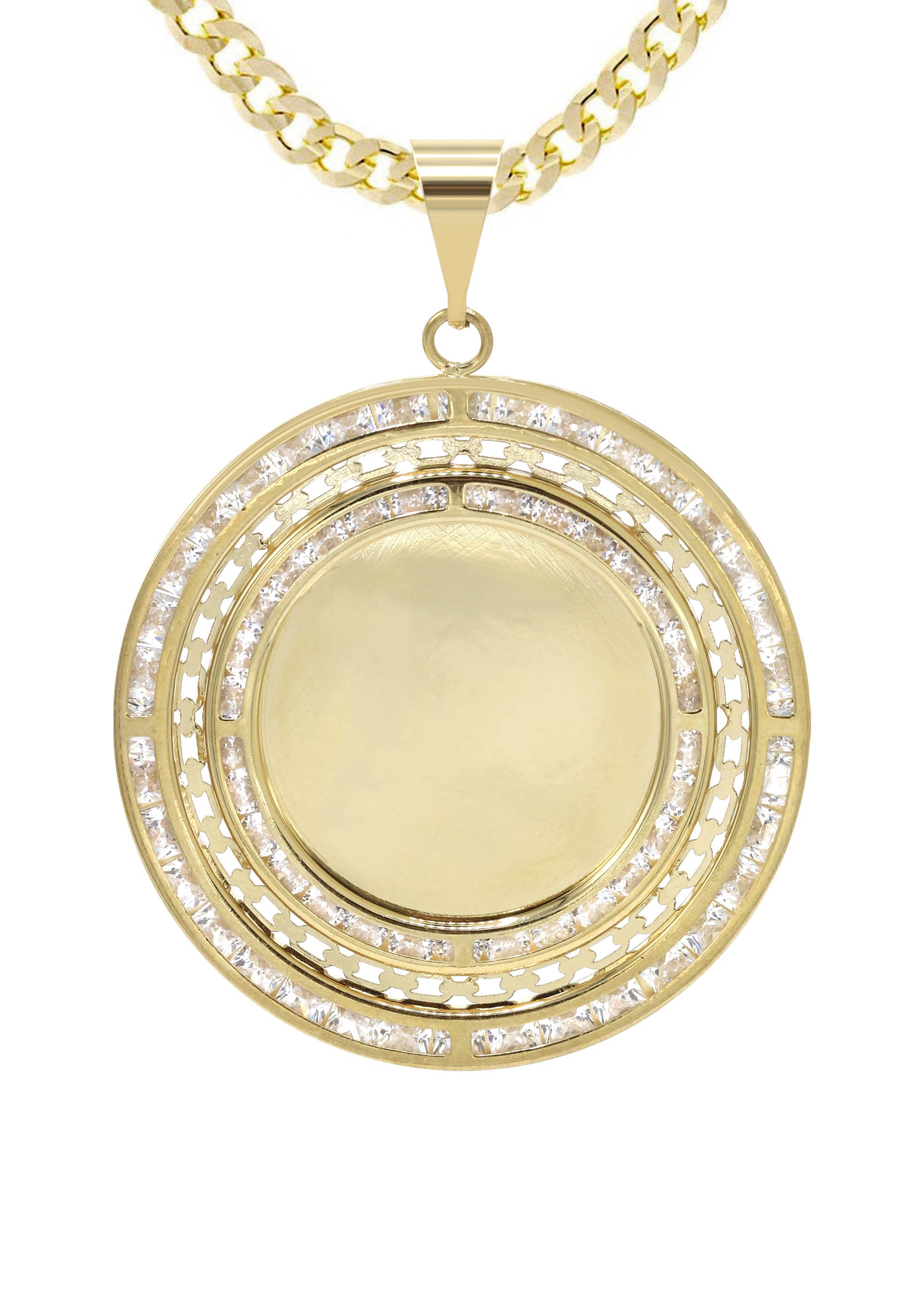 10K Yellow Gold CZ Picture Pendant Necklace for Women - 14.8 Grams | Elegant Photo Jewelry Gift for Mom, Wife, Girlfriend | Perfect for Anniversaries, Birthdays & Special Occasions