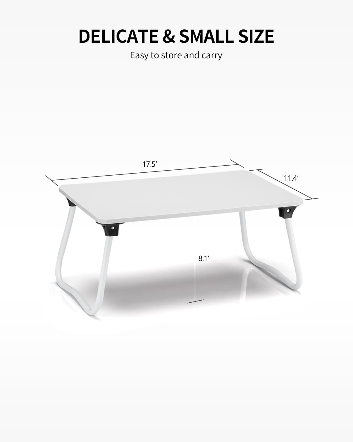 Foldable Lap Desk for Laptop & Tablet - Portable Lightweight Bed Tray, Breakfast Serving Tray, Sofa & Floor Desk - White | Perfect for Work, Study & Dining in Bed or Couch