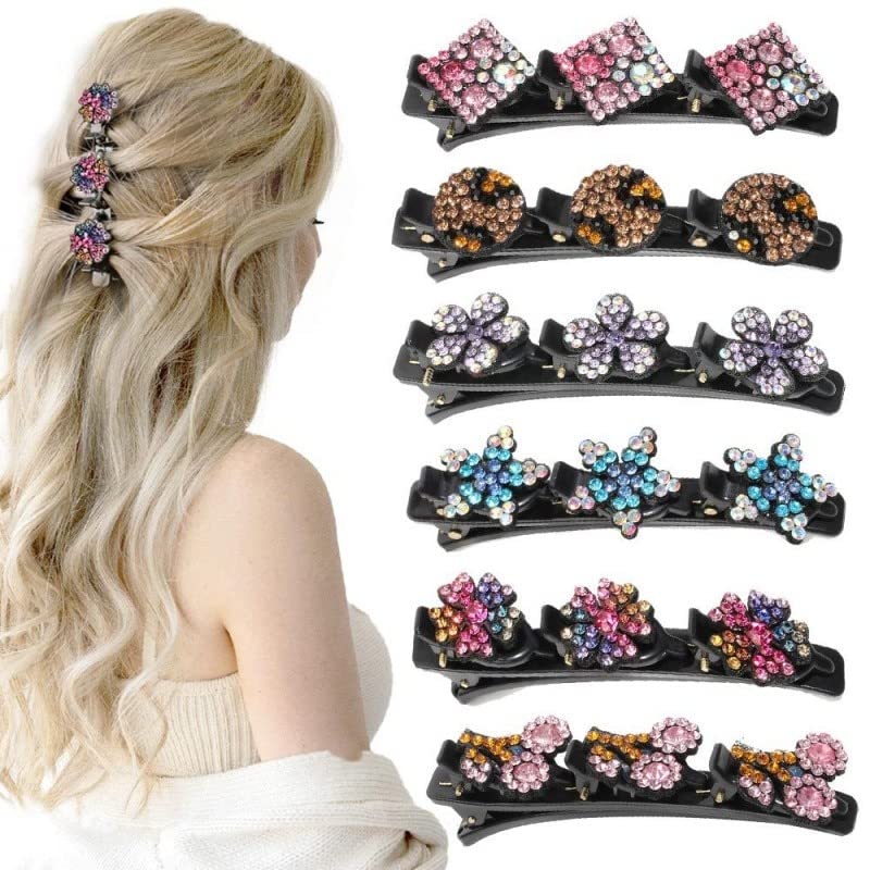 FAVELA Braided Hair Clips for Women & Girls - 4 Pack Pearl Hair Accessories with Butterfly Braid Duckbill Clips & 3 Small Clips - Perfect for School, Parties, Weddings & Everyday Styling