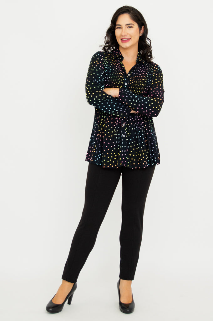 Cindy Long Sleeve Blouse in Rainbow Colors - Perfect for Casual Wear, Office Outfits & Special Occasions