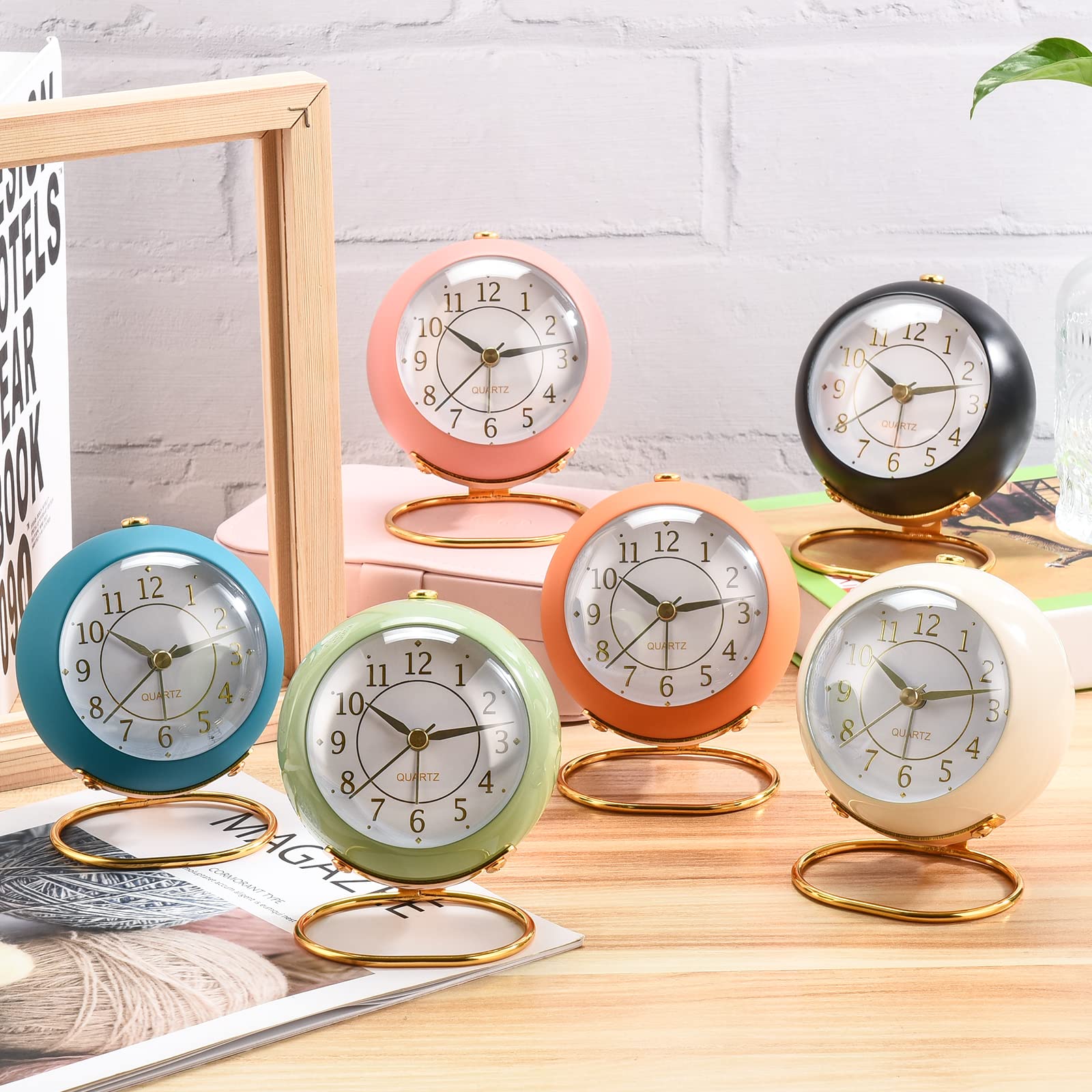 Vintage Analog Alarm Clock with Soft Backlight - Silent Non-Ticking Battery Powered Desk Clock for Bedroom, Kids Room, Office & Travel - Perfect Night Light for Bedside, Kitchen & Study (Blue)