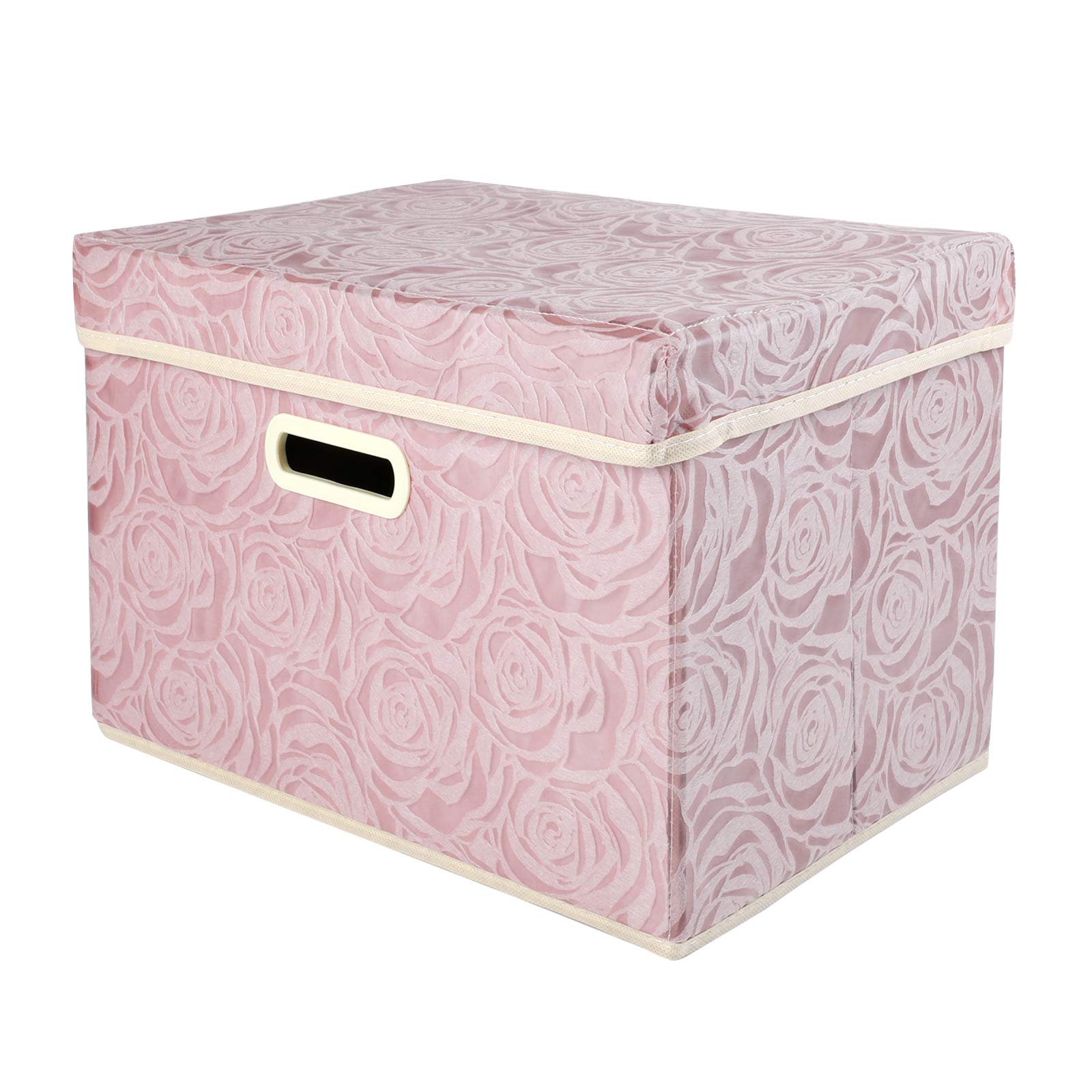 Lucky Monet Large Foldable Fabric Storage Bins with Lids & Handles - 17.7