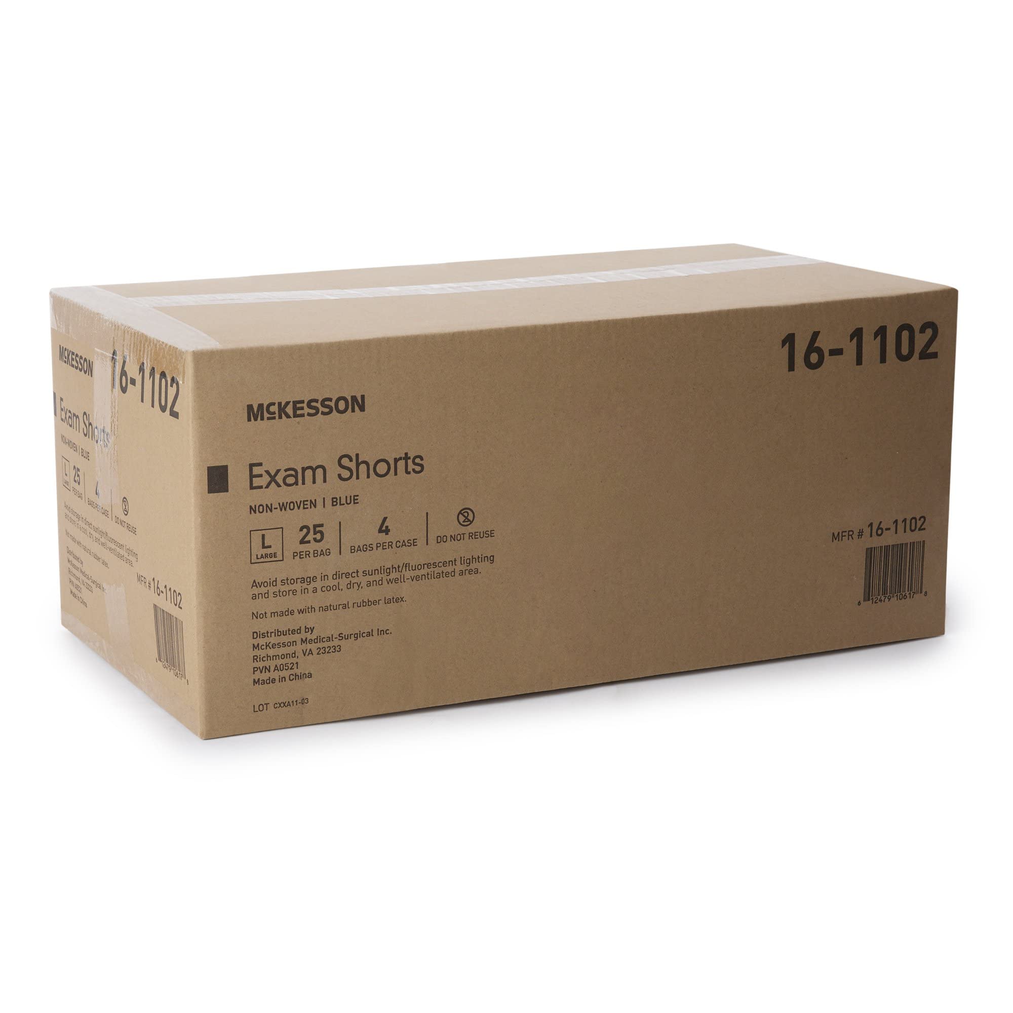 McKesson Disposable Patient Exam Shorts - Non-Woven Blue Medical Shorts with Elastic Waistband (Size Large, 100 Count) - Perfect for Hospitals, Clinics & Medical Checkups