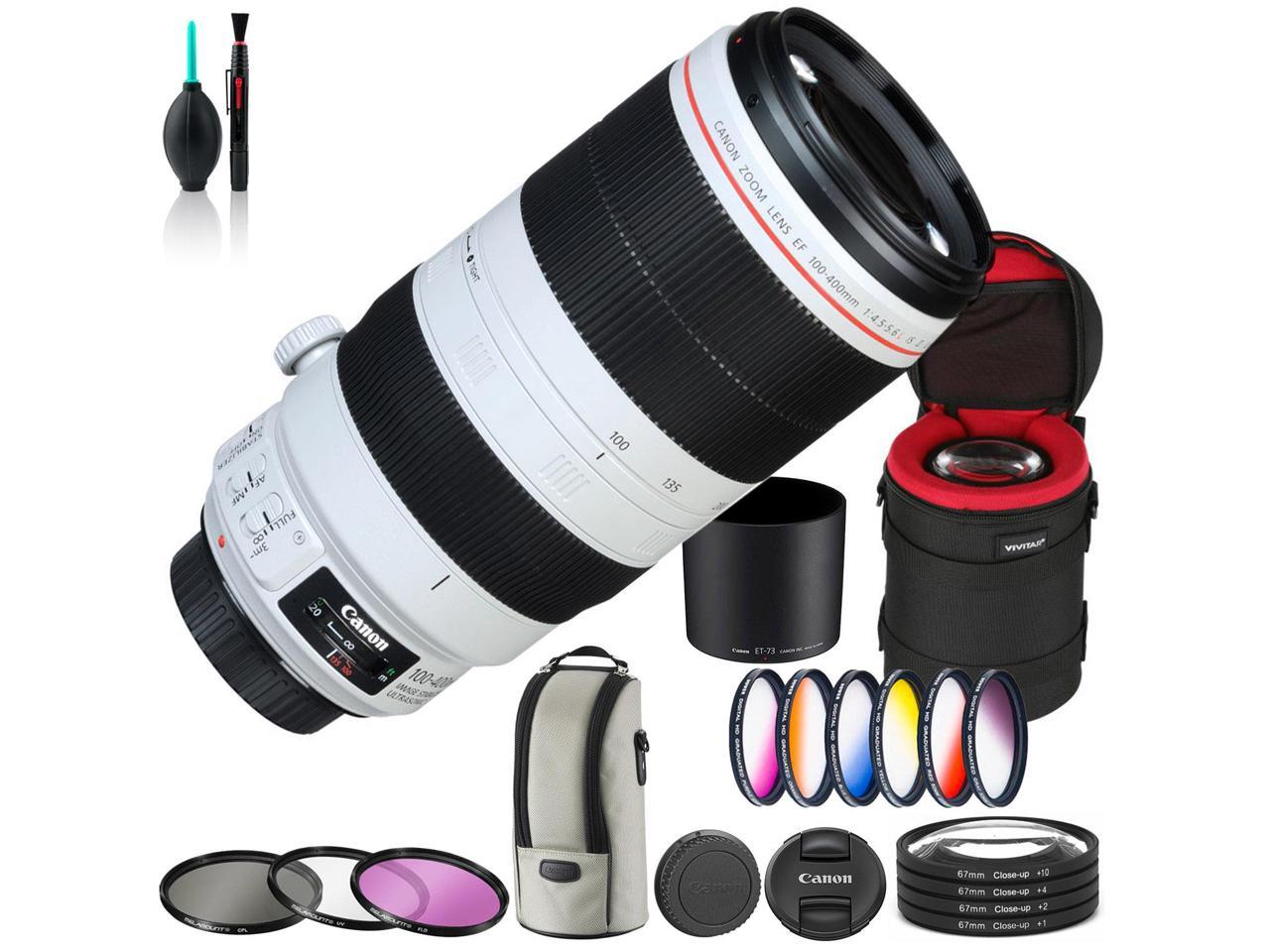 Canon EF 100-400mm f/4.5-5.6L IS II USM Telephoto Zoom Lens Bundle with Cleaning Kit, UV Filter, and Padded Case - Professional Wildlife & Sports Photography, Travel Adventure Gear