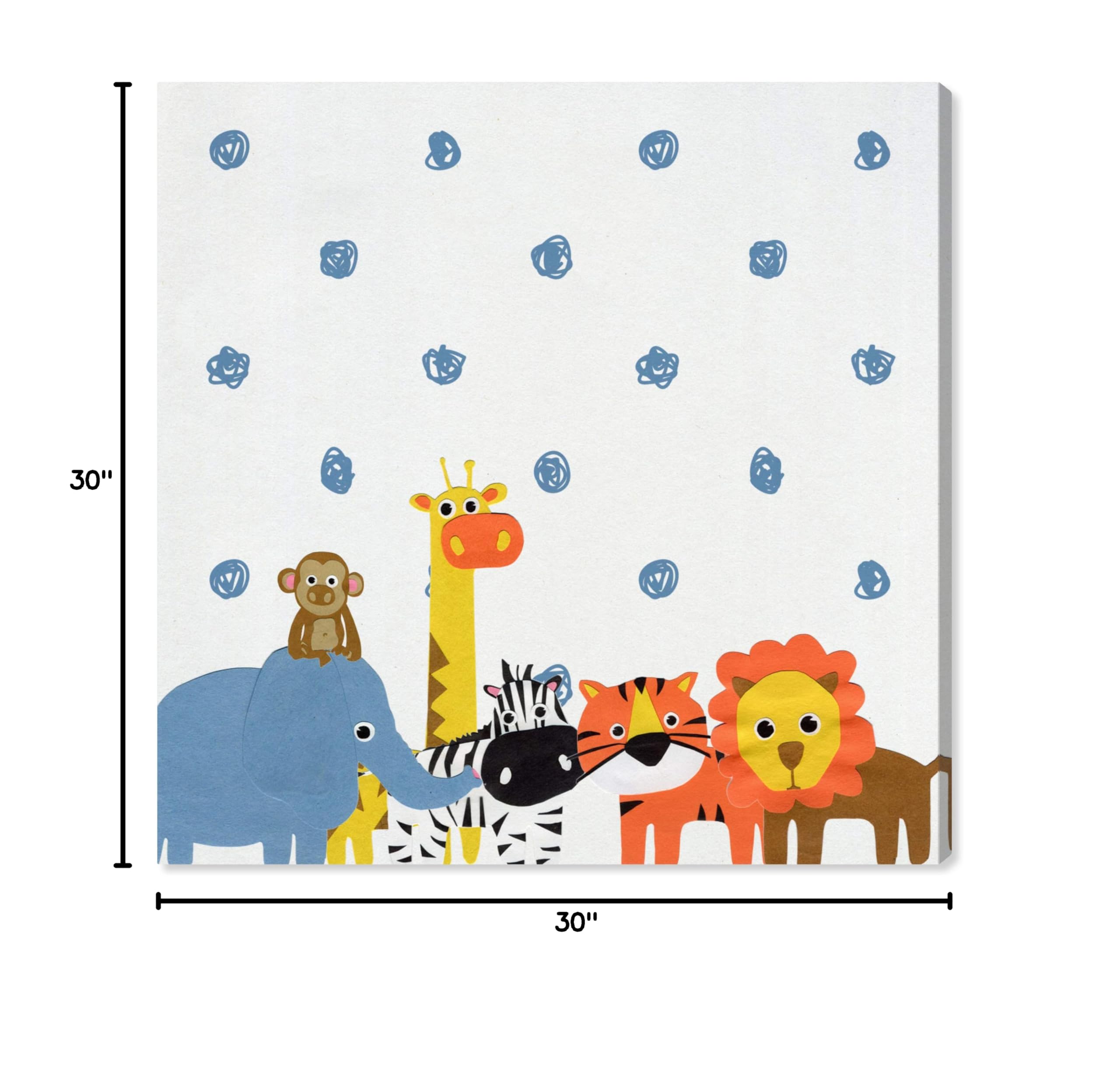 Animals in The Rain Canvas Wall Art Prints - Nursery & Kids Room Decor - Perfect for Bedroom, Playroom & Classroom Decorations
