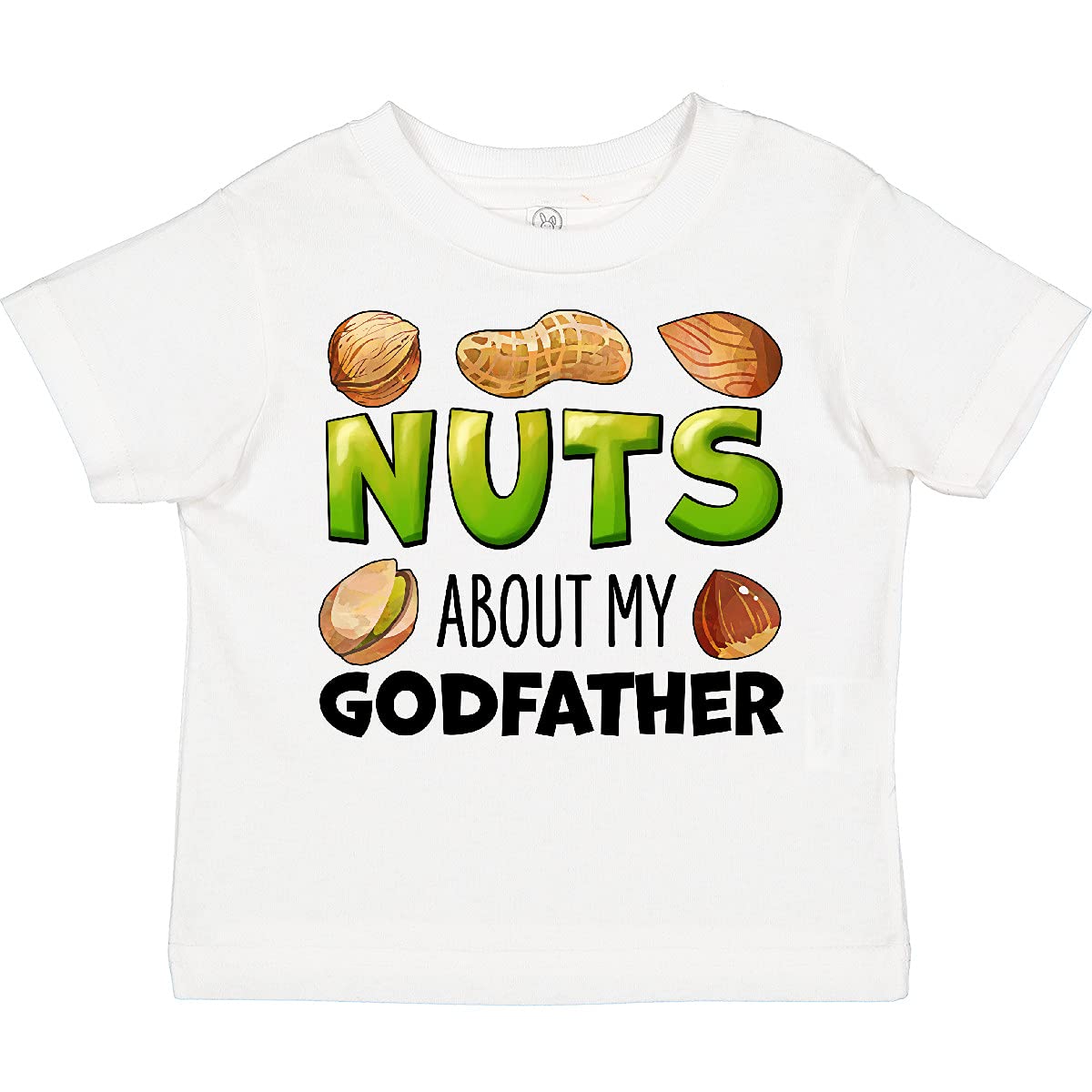 Inktastic Nuts About My Godfather Peanut Almond Pistachio Toddler T-Shirt - Cute Funny Graphic Tee for Kids, Baby Boys & Girls - Perfect for Family Outings, Birthday Gifts & Casual Wear