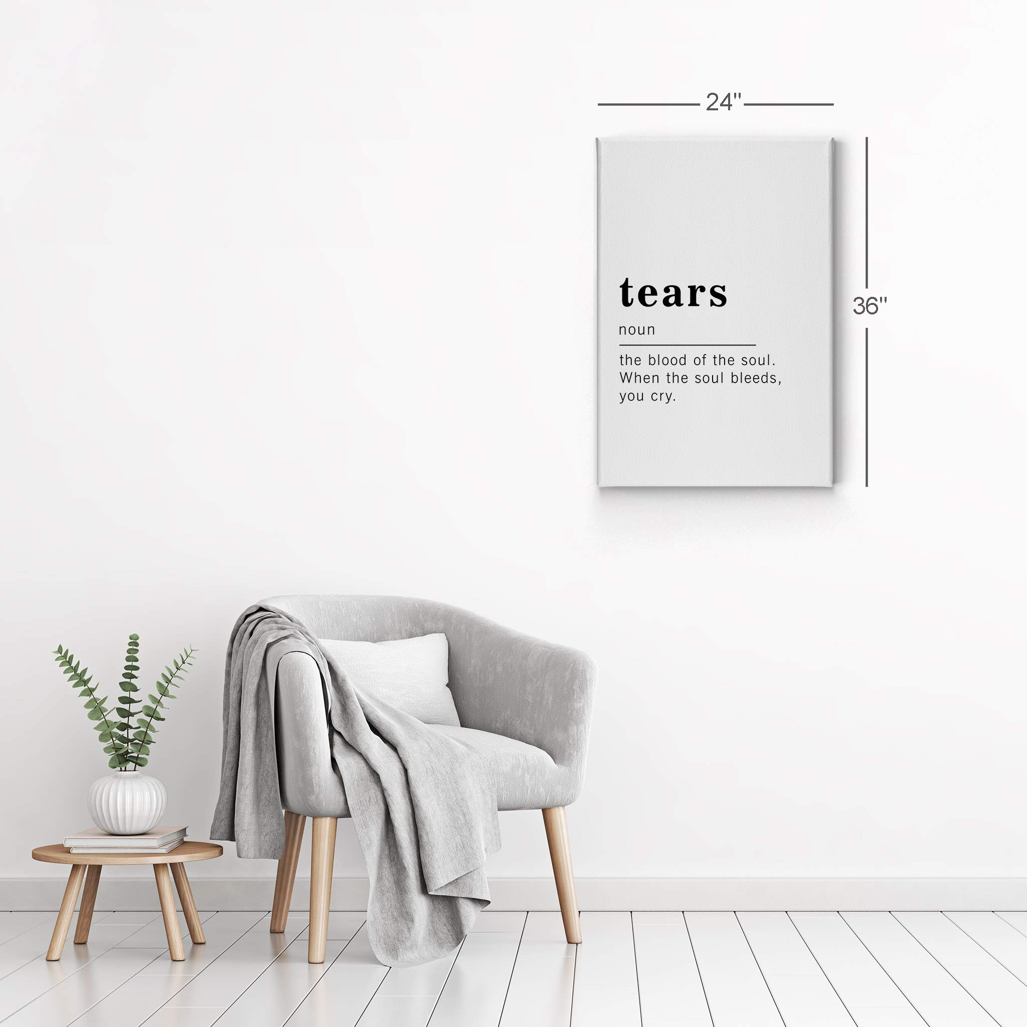 Funny Noun Dictionary Definition of Tears Canvas Print - Inspirational Quote Wall Art for Office, Living Room, Bedroom & Bathroom - Ready to Hang Home Decor (36x24 inches, Made in USA) - Perfect for Gifts, Housewarming & Adding Humor to Your Space