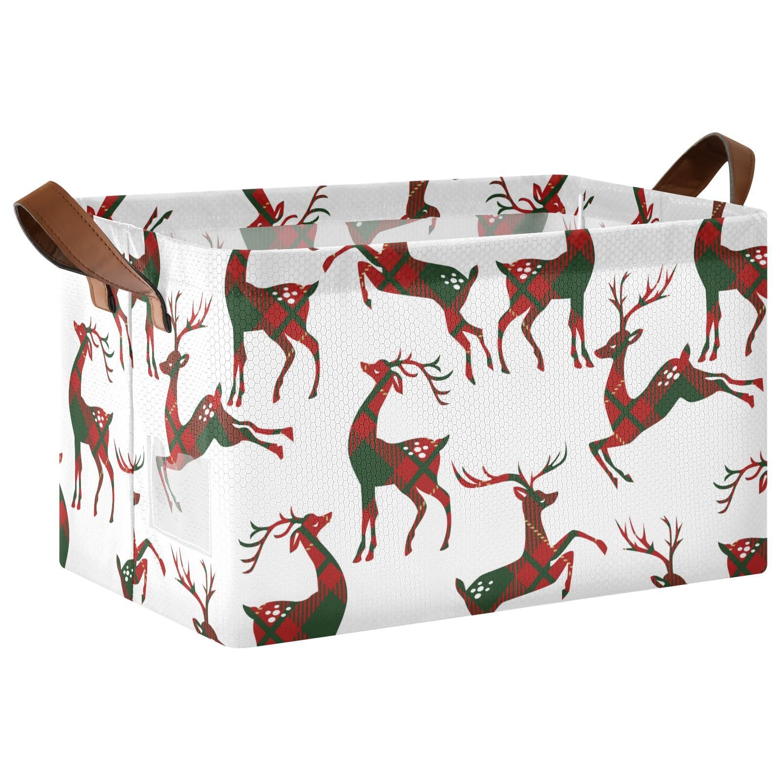 2-Pack Large Fabric Closet Organizers with Metal Frame - Deer Plaid Storage Bins for Shelves, Collapsible Clothes Baskets | Perfect for Nursery Organization, Bedroom Storage & Home Closet Decluttering