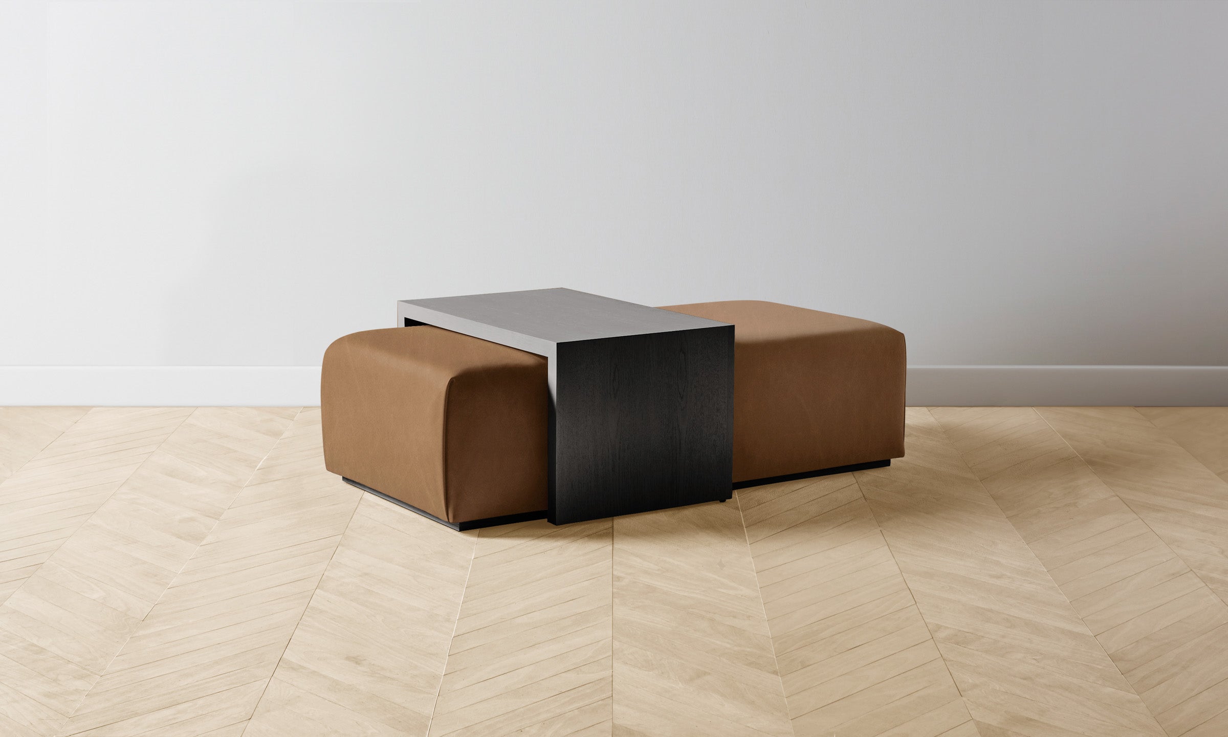 The Bowery Ottoman in Tuscan Leather Cognac - Luxurious Footrest & Stylish Living Room Accent for Home Decor