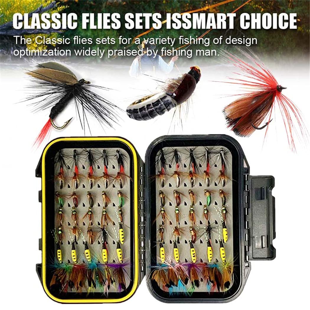Premium Fly Fishing Flies Kit - 33/48/72/100/114/148pcs Assortment for Trout & Bass - Dry/Wet Flies, Nymphs, Streamers, Popper - Includes Durable Fly Box - Perfect for Freshwater & Saltwater Fishing Adventures