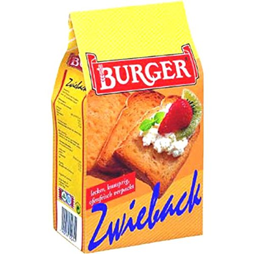 Burger Zwieback (Rusk Bread) - Pack of 4 X 225g | Crunchy German Toast Biscuits for Soups, Salads & Cheese Platters | Perfect for Dipping, Snacking & Gourmet Appetizers