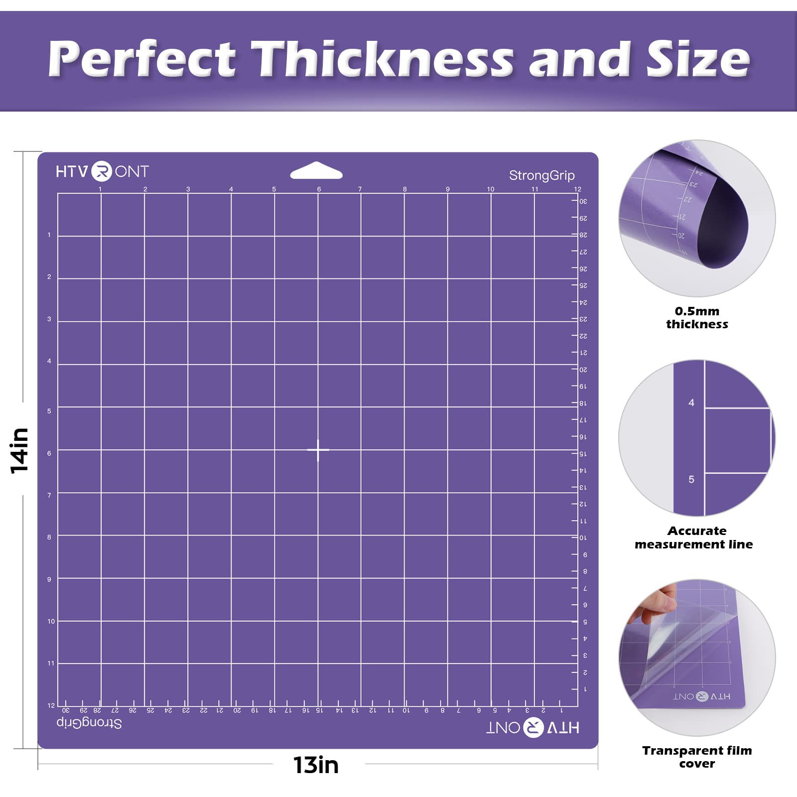 HTVRONT Strong Grip Cutting Mats 12x12 for Cricut Maker 3, Maker, Explore 3, Air 2, Air, One - 2 Pack Purple Sticky Replacement Mats for DIY Crafts, Vinyl Cutting, and Scrapbooking Projects