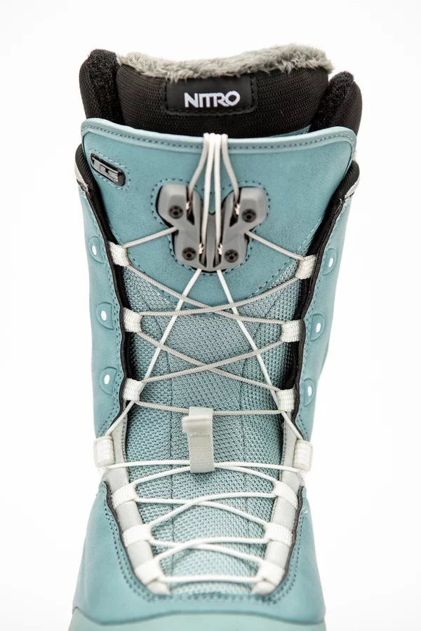 Nitro Women's 2024 Crown TLS Snowboard Boots - Lightweight & Comfortable Blue Snowboard Boots for All-Mountain Riding | Perfect for Freestyle & Park Snowboarding