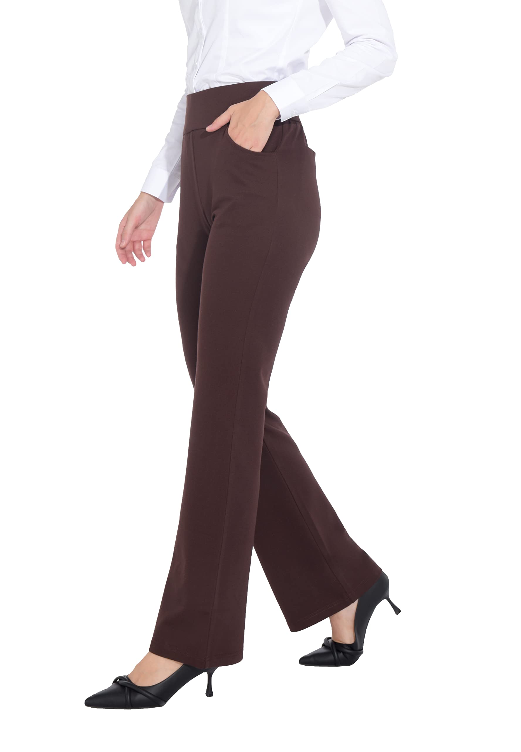 ZTN Women's High Waist Pull-On Dress Pants - Tummy Control Work Pants for Business Casual Office Wear - Stretch Comfort & 4 Pockets - Perfect for Professional Meetings, Office Jobs & Business Travel