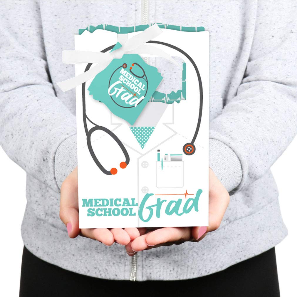 Big Dot of Happiness Medical School Graduation Party Favor Boxes - Set of 12 Doctor-Themed Gift Boxes for Graduation Celebrations, White Coat Ceremonies & Residency Parties