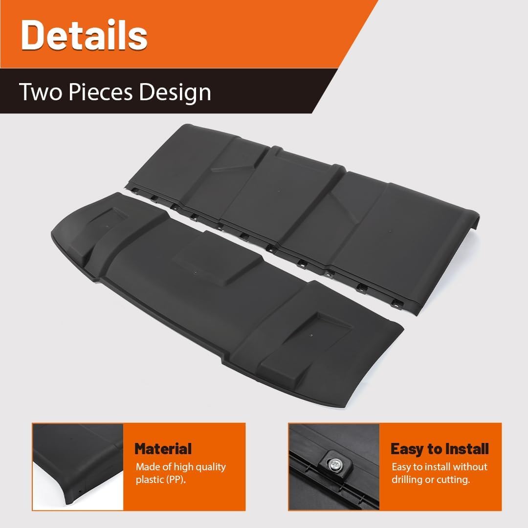 HECASA 2-Piece Hard Roof Top for 2013-2025 Polaris Ranger XP 1000/900/570 & Kinetic/Brutus | 3-Seat Sun Visor Replacement (Fits OEM 2882911) | Durable All-Weather Protection for Off-Road Adventures & Farm Work