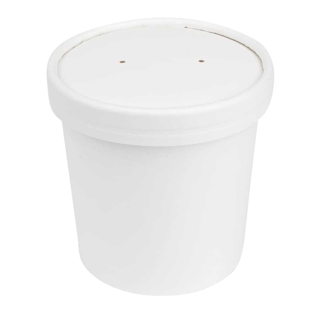 Restaurantware Bio Tek 12oz Disposable Soup Cups - 200 Pack Microwave Safe Paper Containers with Vented Lids (Sold Separately) for Hot & Cold Foods - White To-Go Soup Bowls Perfect for Desserts, Treats, Takeout, Catering & Restaurant Use