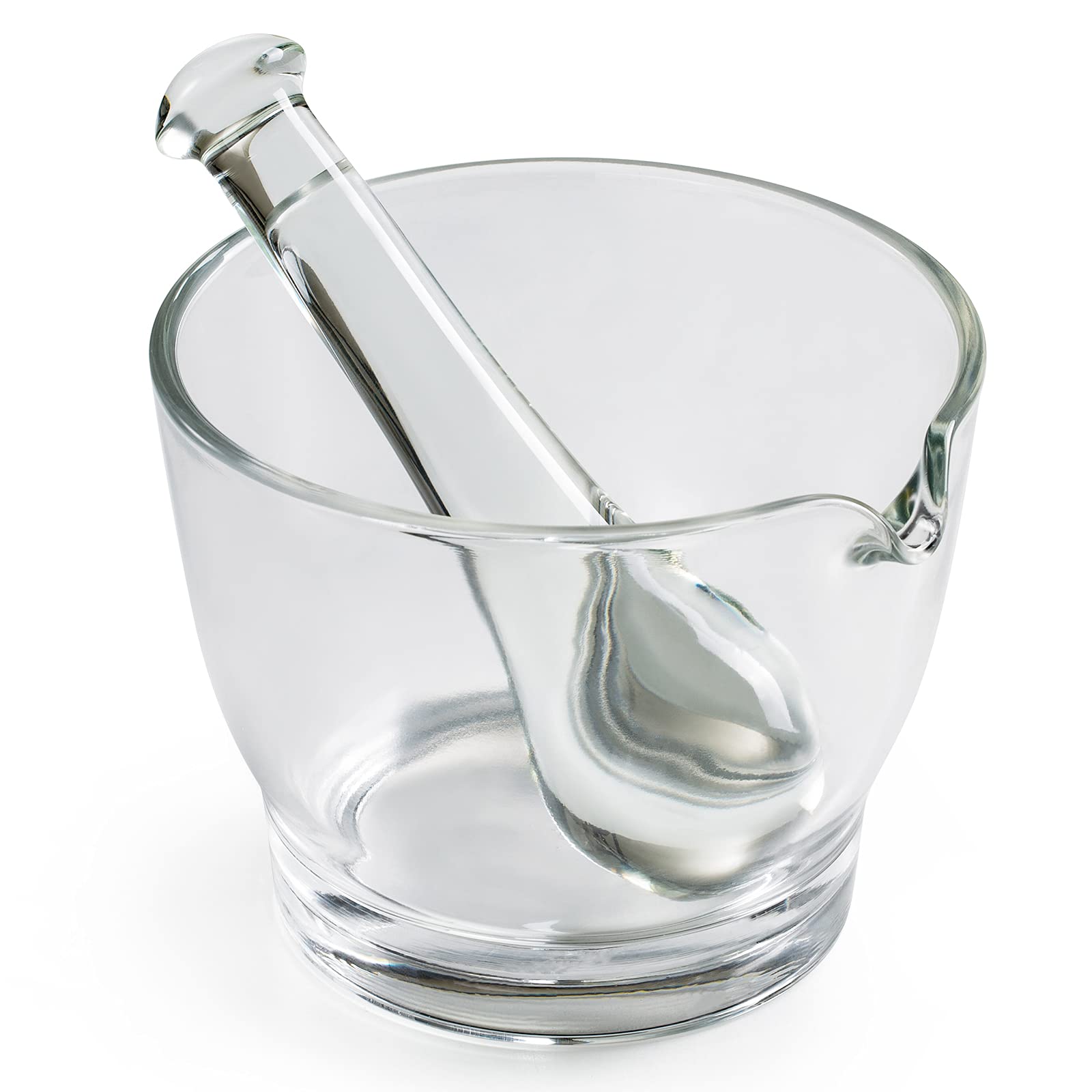 16oz Glass Mortar and Pestle Set - Premium Herb Grinder, Spice Crusher & Mixing Bowl for Pharmacy, Science Lab, Kitchen & Home Cooking - Perfect for Grinding Herbs, Pills, Spices & Making Pastes