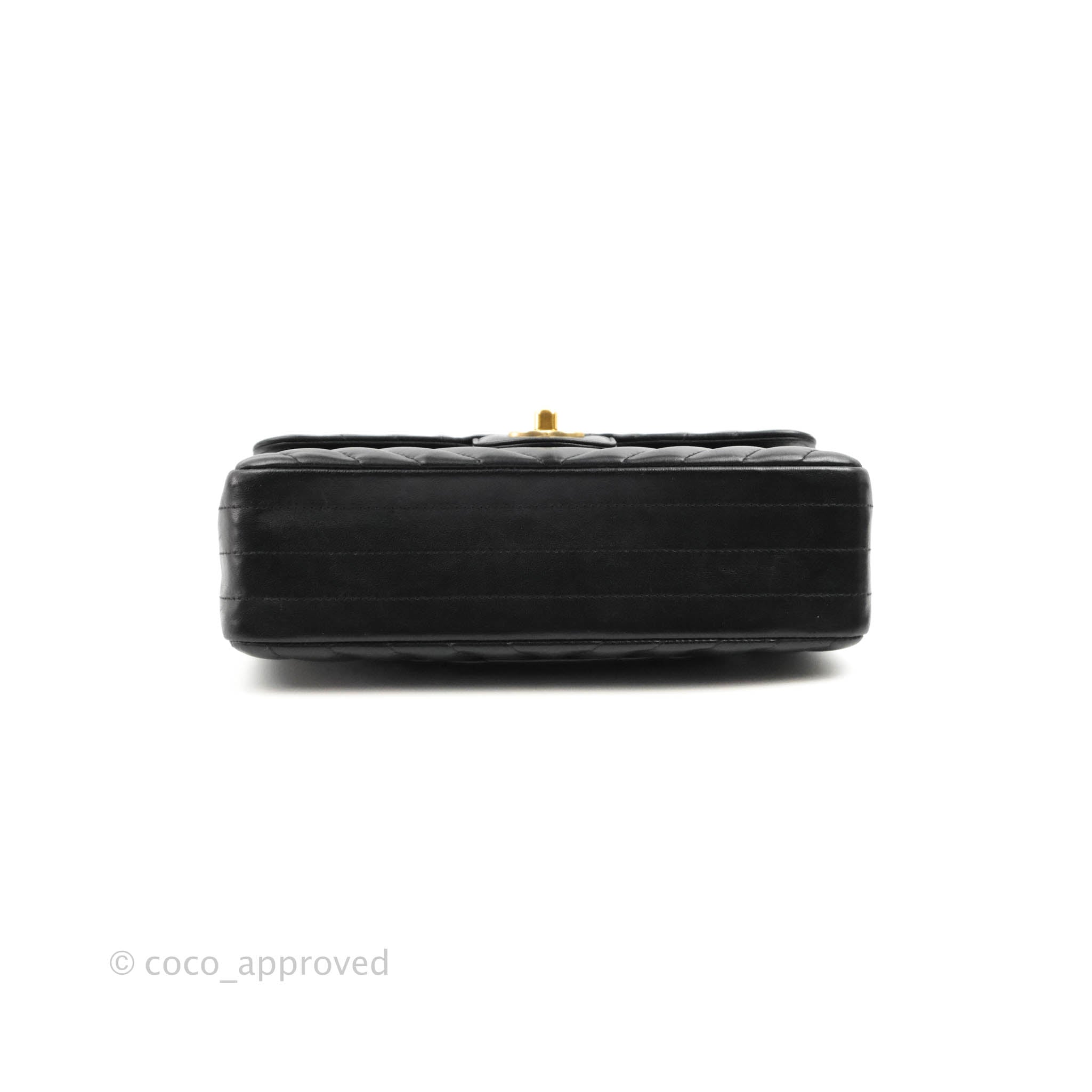 Chanel Classic Chevron Small Medium Double Flap Bag Black Lambskin Leather with Gold Hardware - Luxury Crossbody Purse for Women, Perfect for Date Night & Special Occasions