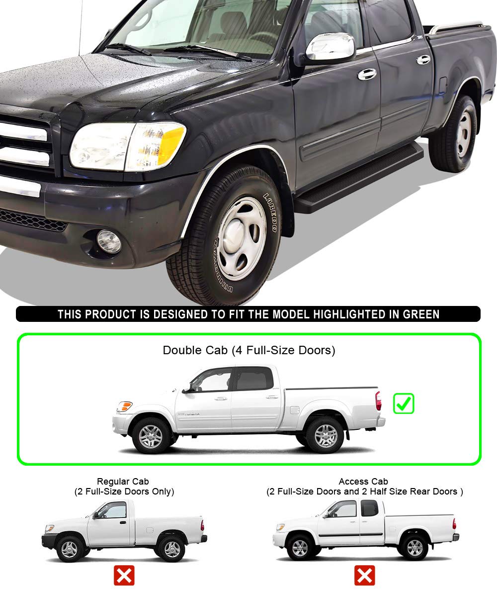 APS Black Running Boards Side Steps Compatible with Toyota Tundra 2004-2006 Double Cab - Durable Nerf Bars for Easy Truck Access & Off-Road Protection | Perfect for Outdoor Adventures, Work Sites & Daily Commutes