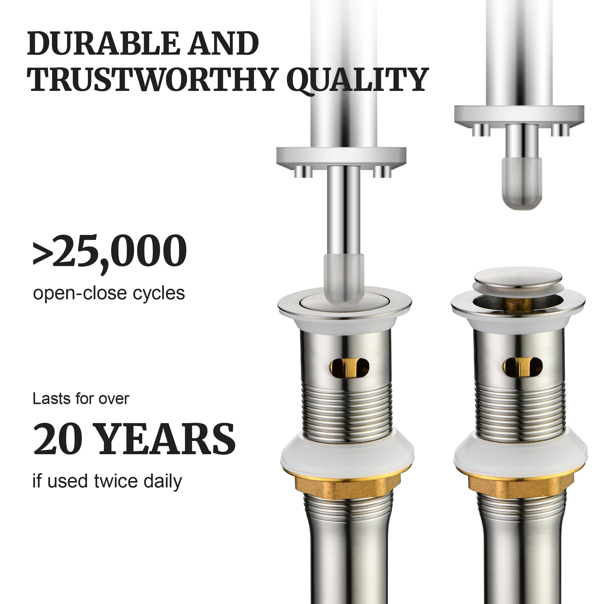 Brushed Nickel Pop Up Sink Drain Stopper with Overflow - Small Metal Drain Strainer with Detachable Basket for Bathroom Vessel & Vanity Sinks - Perfect for Modern Bathroom Renovations and Art Basin Installations