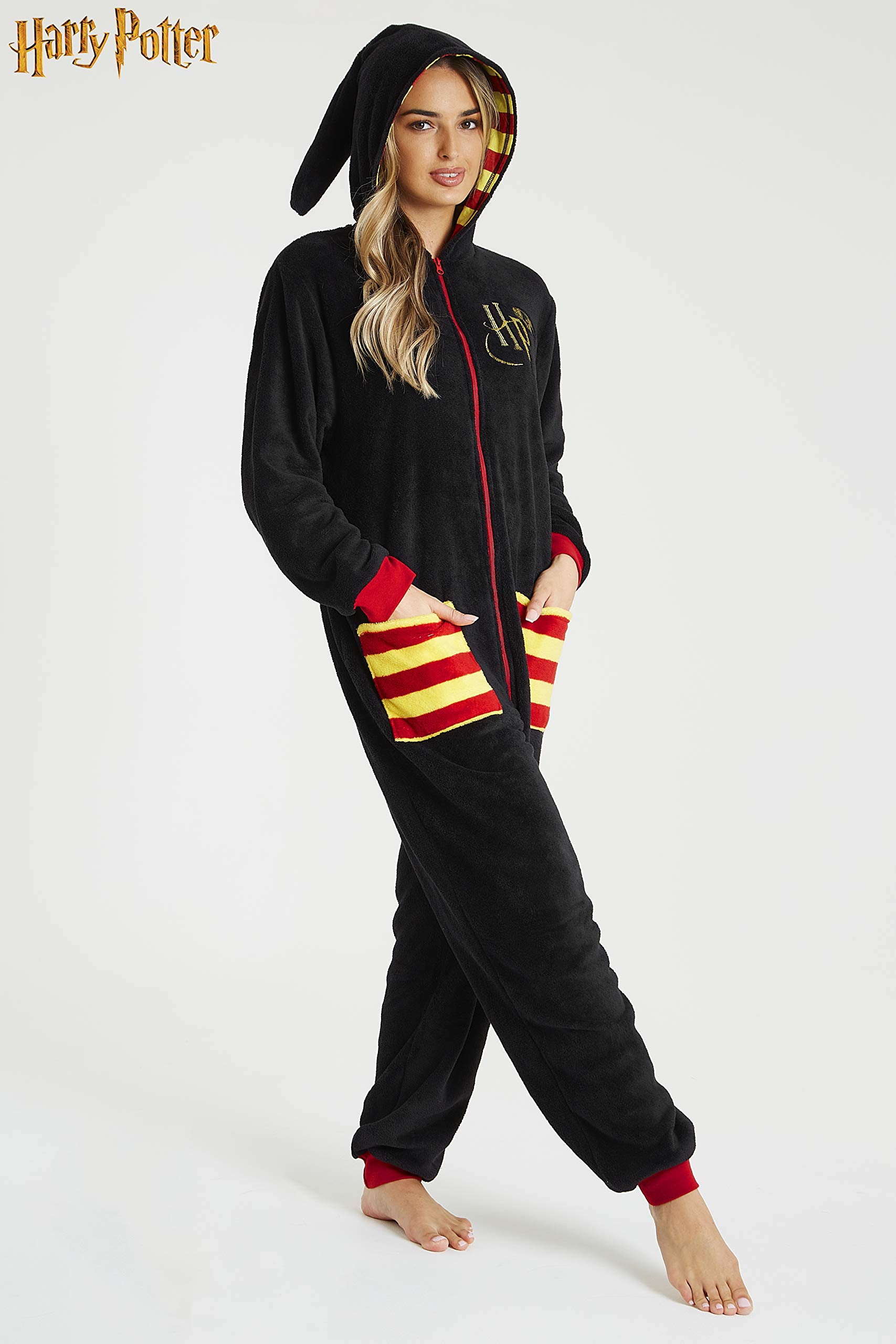 Harry Potter Onesie for Women & Men - Adult Fleece Hooded Pajamas S-XL | Unisex Christmas Gift | Cozy Halloween Costume & Lounge Wear for Movie Nights