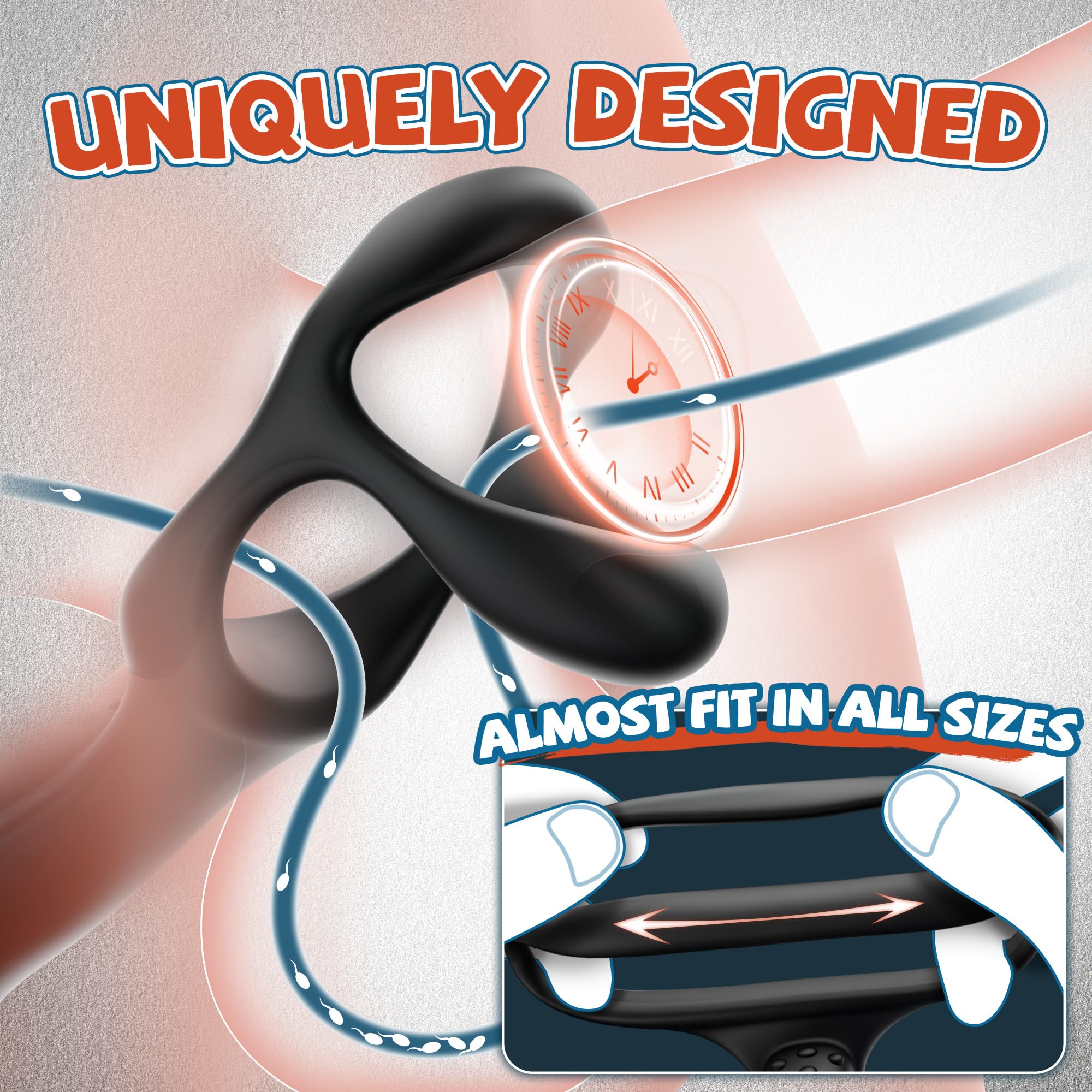 Men's Anal Vibrator with Cock Ring - 3 Rotation & 10 Vibration Modes for Couple Play