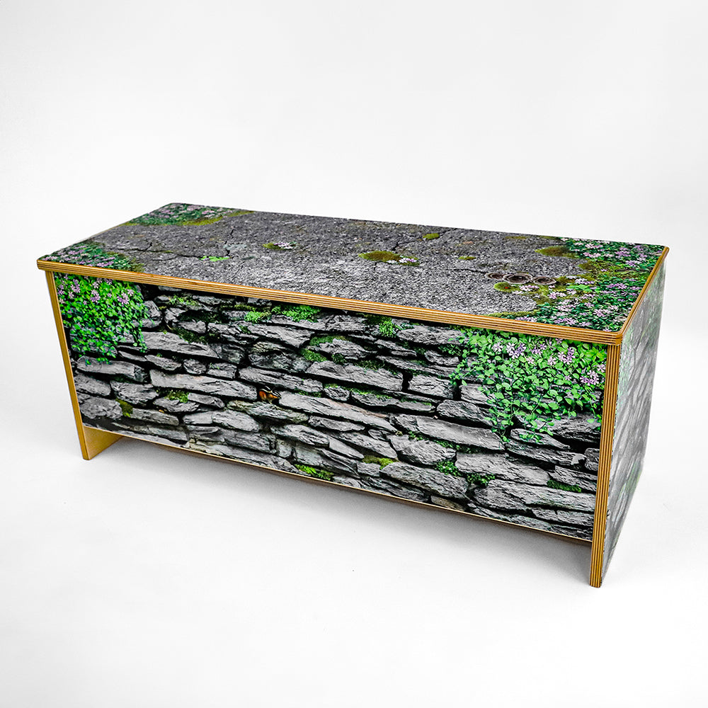 Natural Stone Wall Bench 14 Inch Height - Rustic Outdoor Garden Seating for Patio, Yard, and Landscape Decor