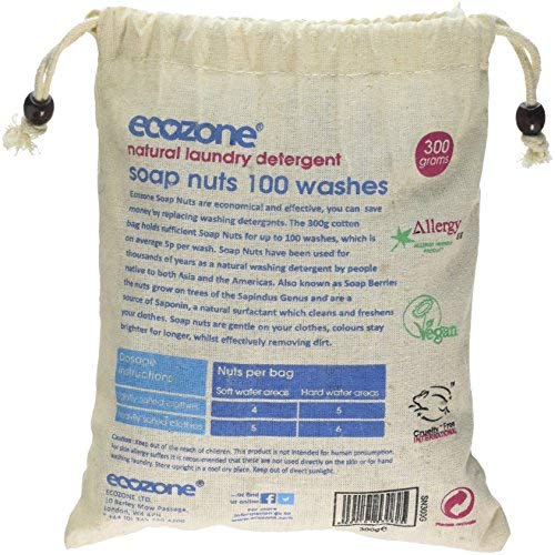 Ecozone Organic Soap Nuts 300g - Natural Laundry Detergent for Eco-Friendly Cleaning, Hypoallergenic & Biodegradable - Perfect for Sensitive Skin, Babies, and Sustainable Living