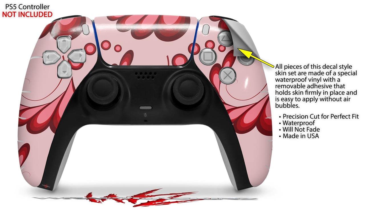 Sony PS5 DualSense Controller Skin Wrap - Petals Red for Gaming Protection