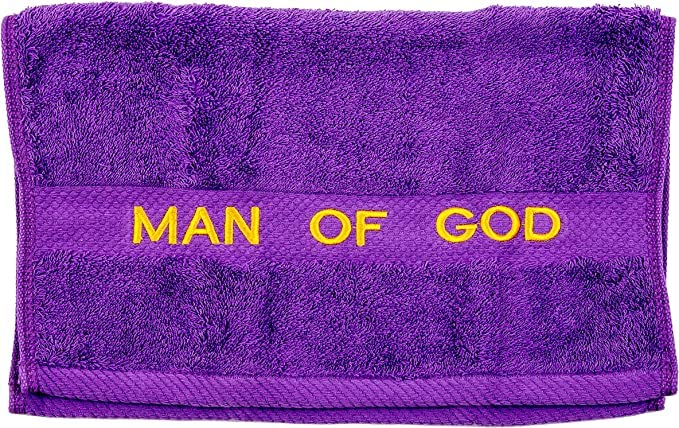 Preaching Hand Towel for Men of God - Purple & Gold Embroidered Church Towel - Perfect for Baptisms, Worship Services & Spiritual Gatherings