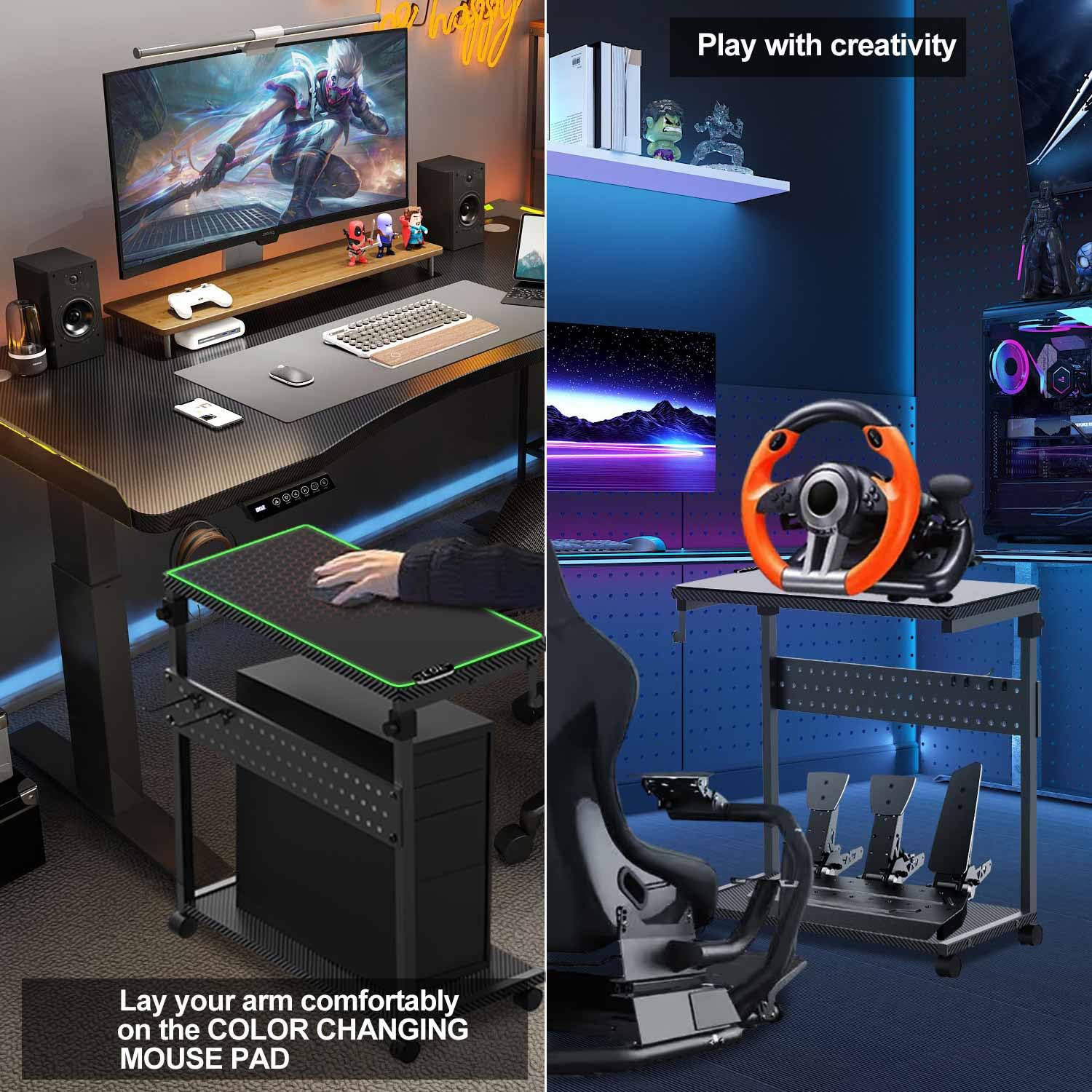 Ergonomic Adjustable Computer Tower Stand for PC - Heavy Duty Floor & Desk Organizer with Wheels - Perfect for Home Office, Gaming Setup & Workspace Organization