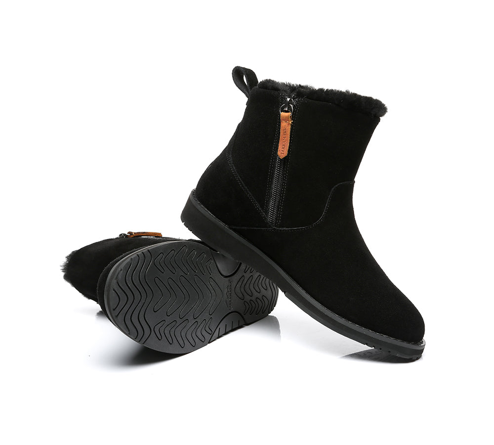 TARRAMARRA® Women's UGG Boots - Genuine Sheepskin Wool Winter Boots with Side Zipper, Comfortable Ankle Booties for Women | Perfect for Cold Weather, Snow Days & Cozy Indoor Wear