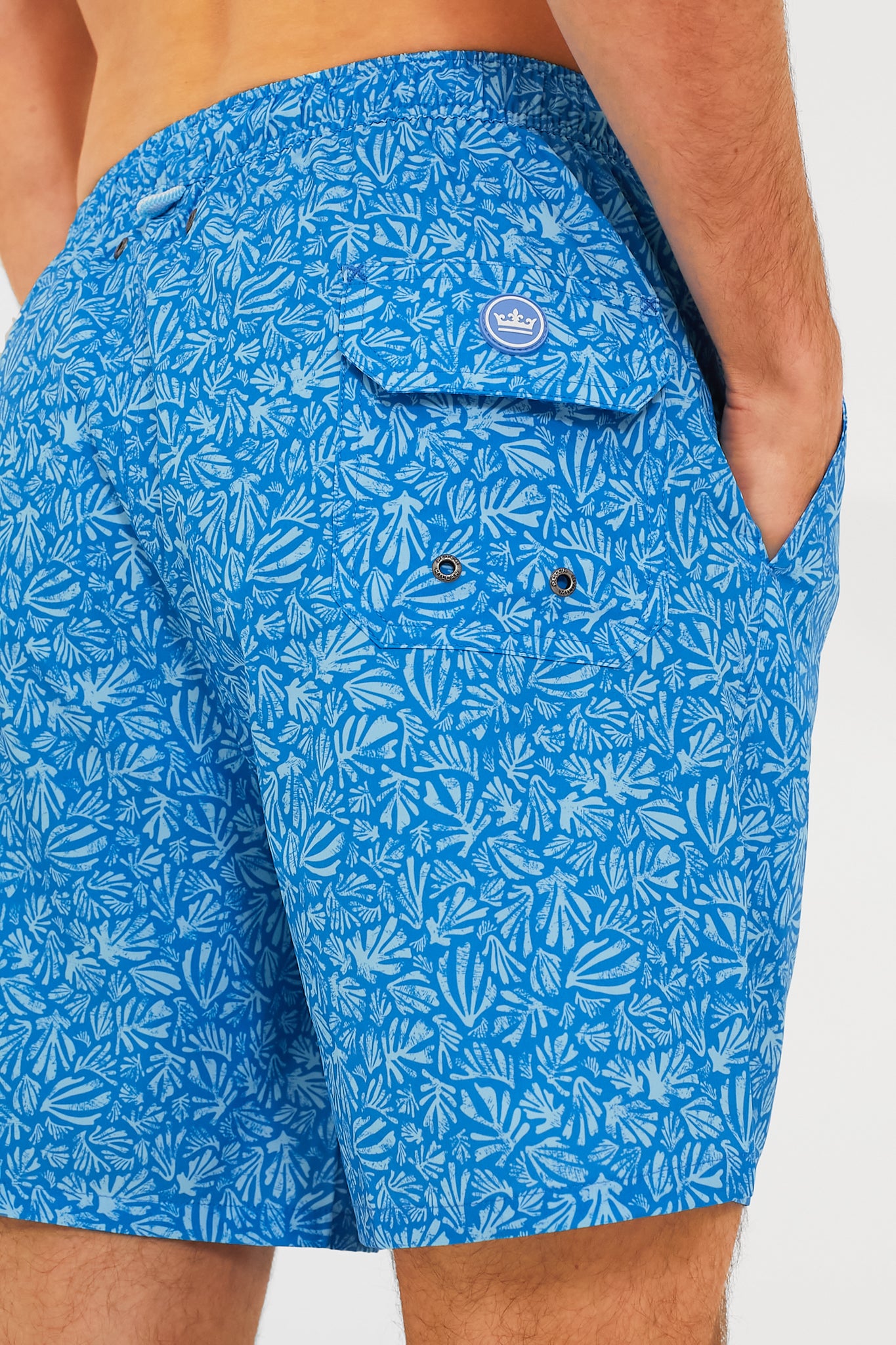 Blue Macaw Henri Botanical Swim Trunks for Men - Quick Dry Beach Shorts with Pockets, Tropical Floral Design - Perfect for Pool, Vacation & Summer Outings