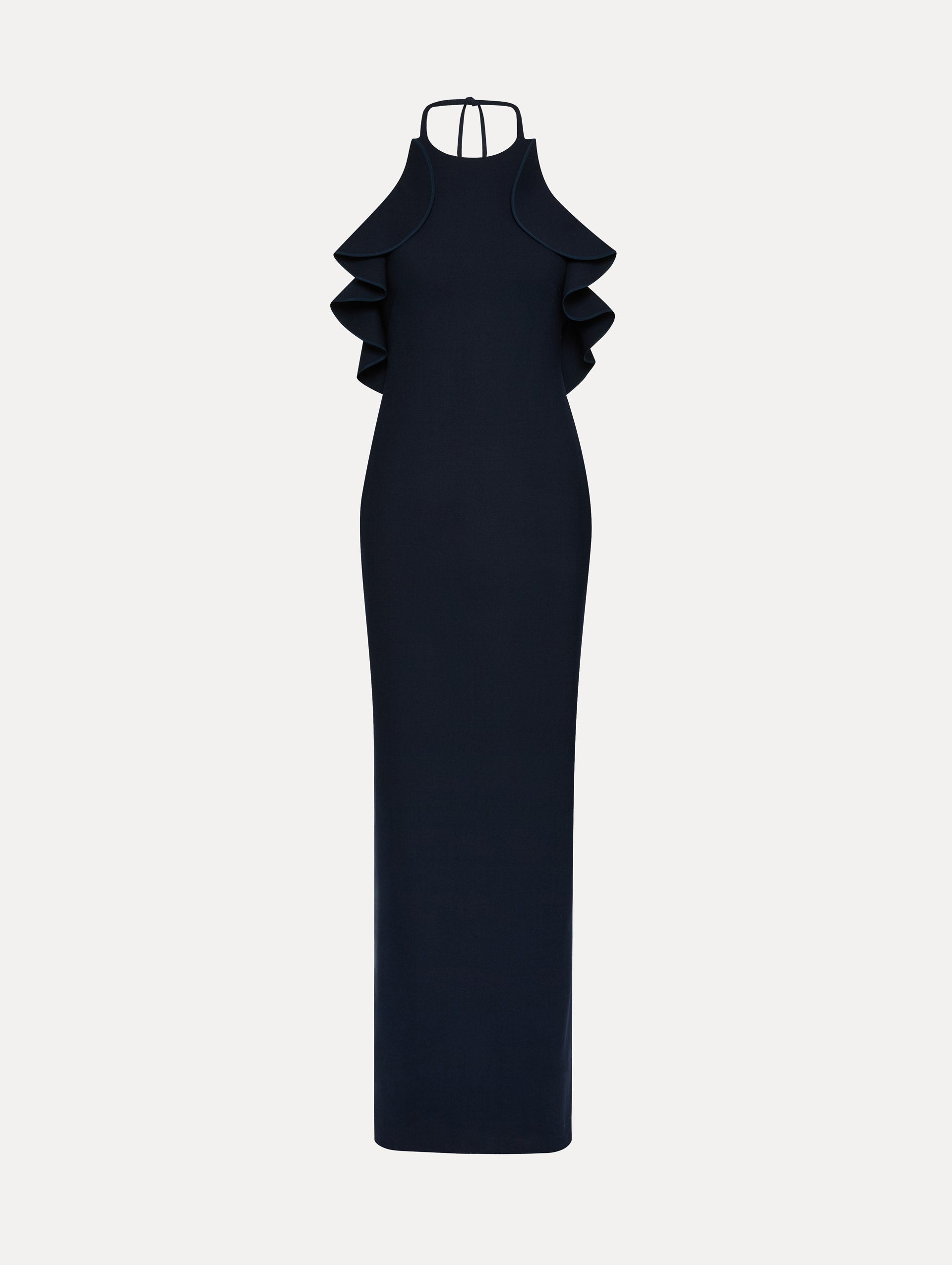 Elegant Ruffle Detailed Column Gown for Women - Perfect for Weddings, Proms, and Formal Events