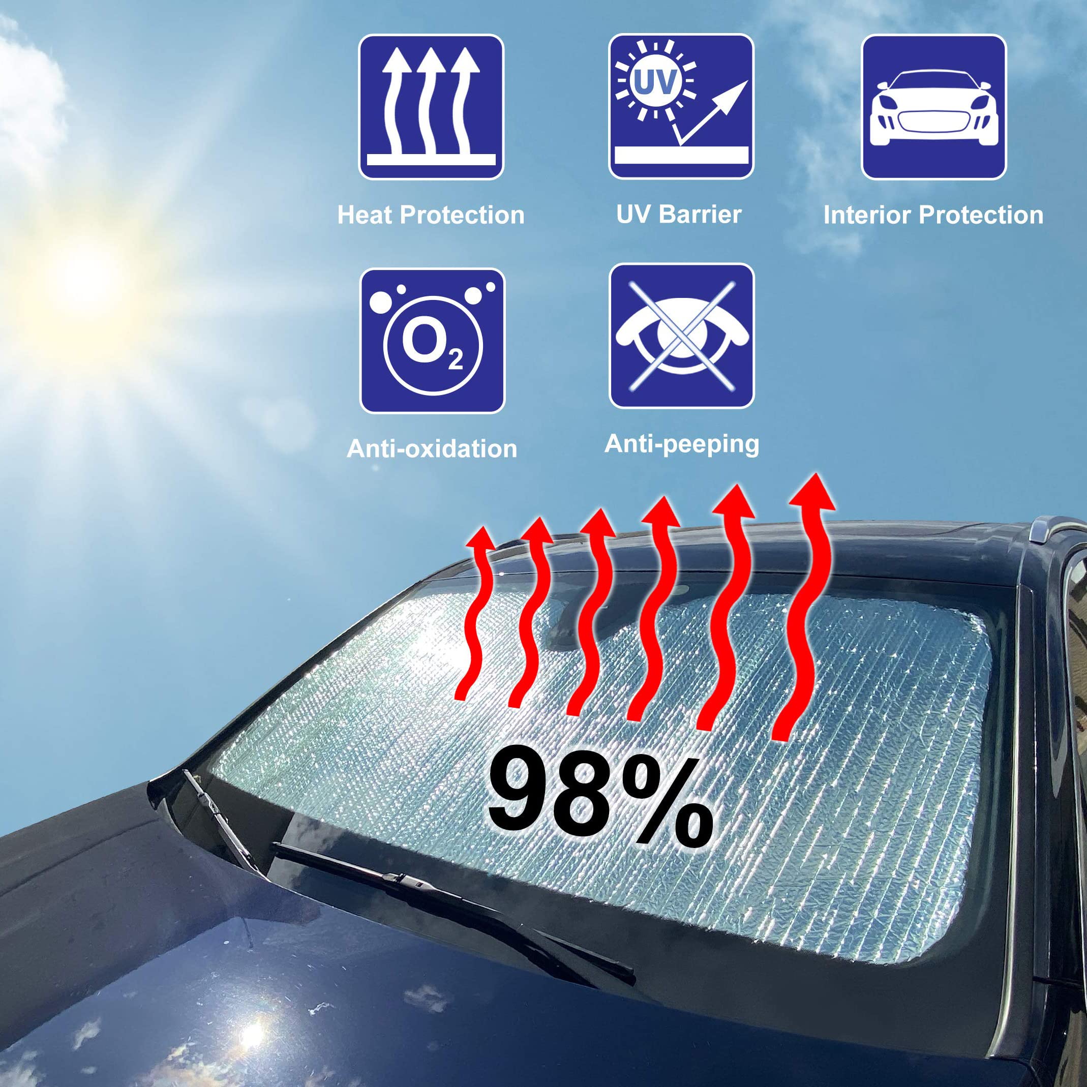 2022-2025 Ford Maverick Foldable Car Windshield Sunshade - UV Reflective Sun Visor Protector for Heat & Glare Reduction | Perfect for Summer Parking & Road Trips