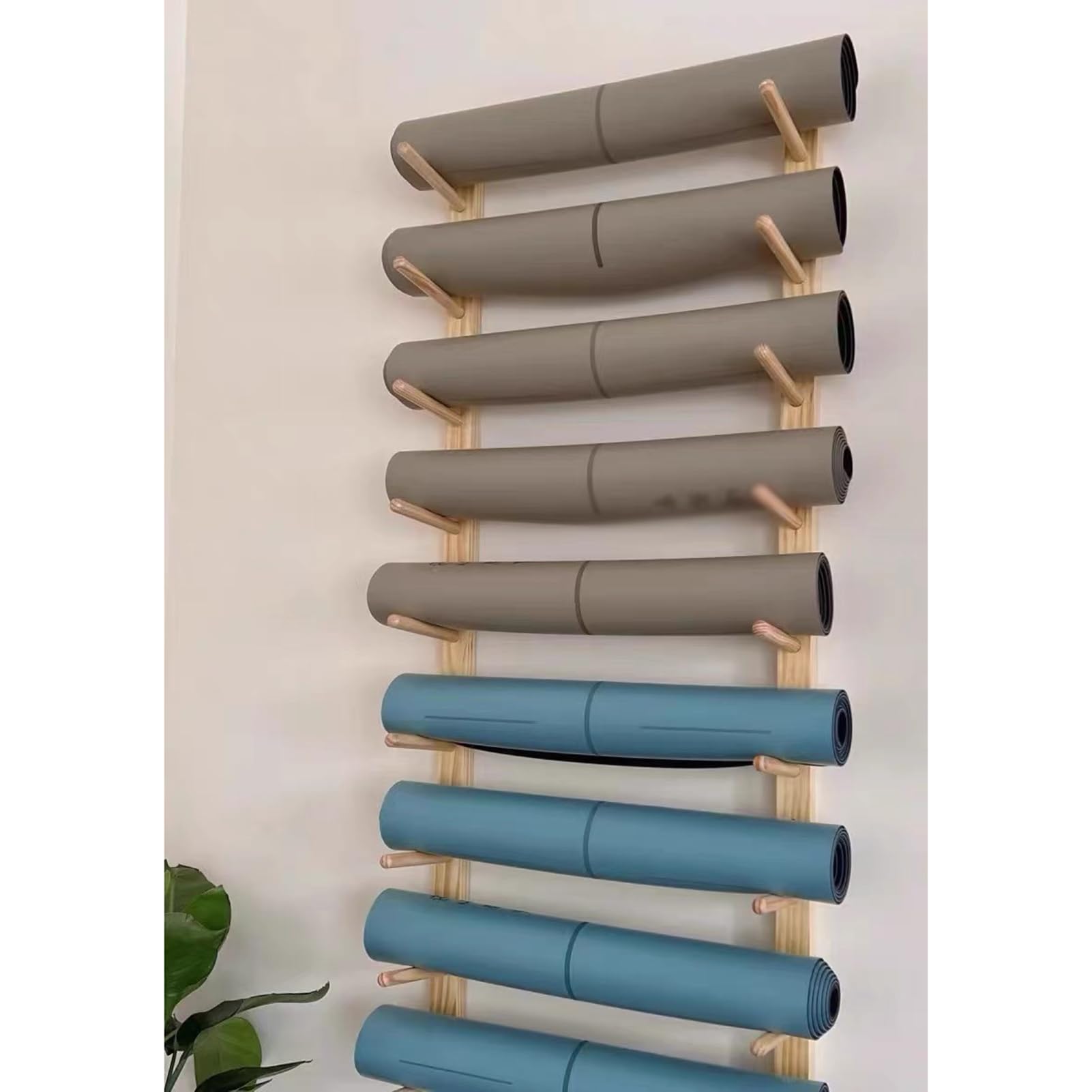 Wall Mount Yoga Mat Storage Rack - Space Saving Exercise Mat Hanger & Foam Roller Holder - Perfect for Home Gym, Yoga Studio & Fitness Class Organization