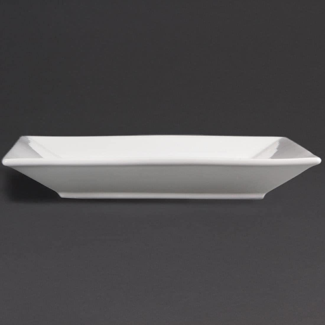 Olympia White Square Porcelain Dinner Plates - 6-Piece Set with Wide Rim, 250mm - Elegant Tableware for Fine Dining, Weddings & Special Occasions