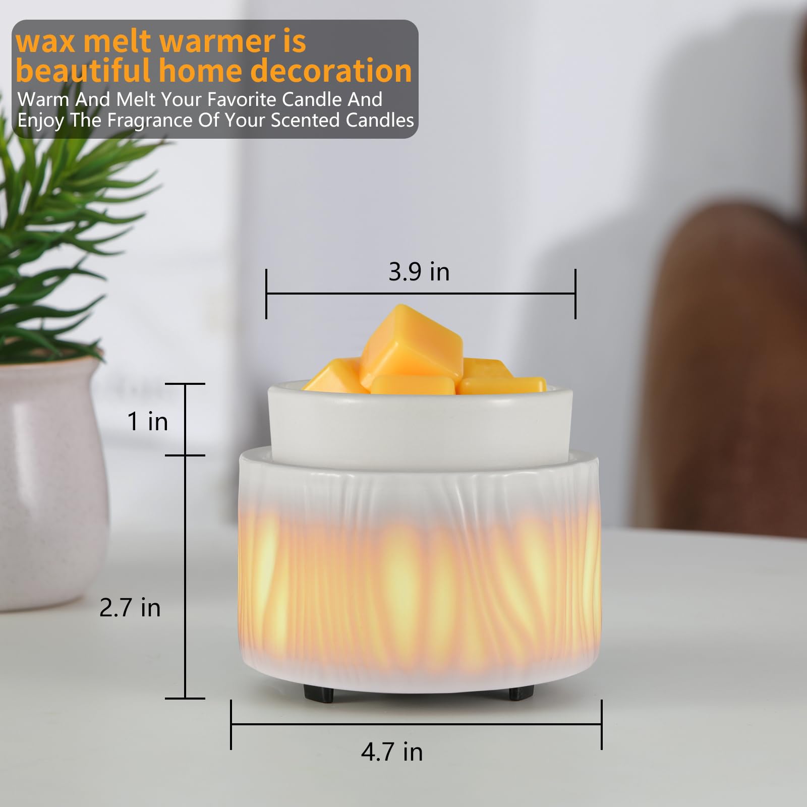 Ceramic Wax Melt Warmer with 7-Color LED Lights - 3-in-1 Electric Scented Wax Warmer & Fragrance Diffuser for Home, Office, Bedroom - Perfect Aromatherapy Gift for Women, Mom, Daughter (White) - Create Cozy Ambiance for Relaxation & Stress Relief