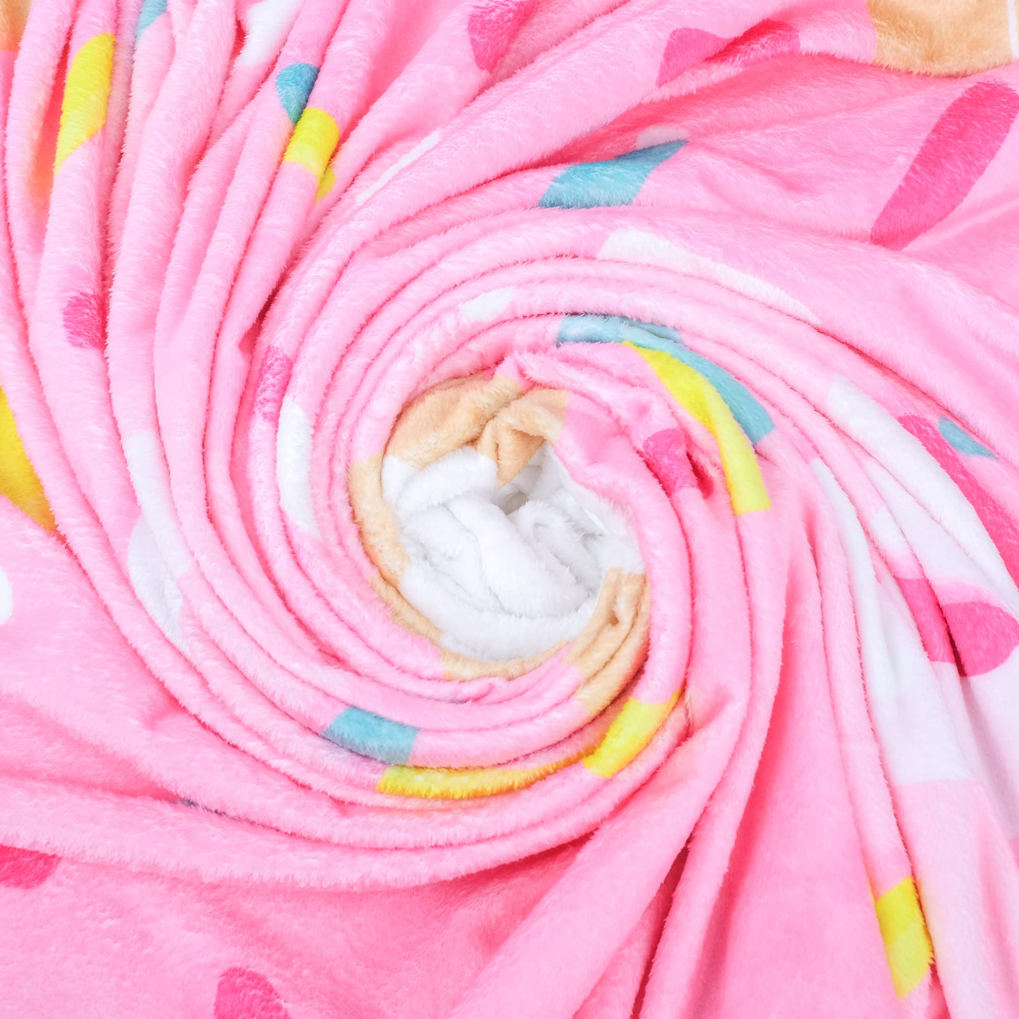 Longrich 3D Realistic Donut Print Blanket - Soft Flannel Throw Blanket for Bed, Couch & Sofa - 71x90 Inches Pink Party Sprinkle Design - Perfect for Home Decor, Gifts & Cozy Nights