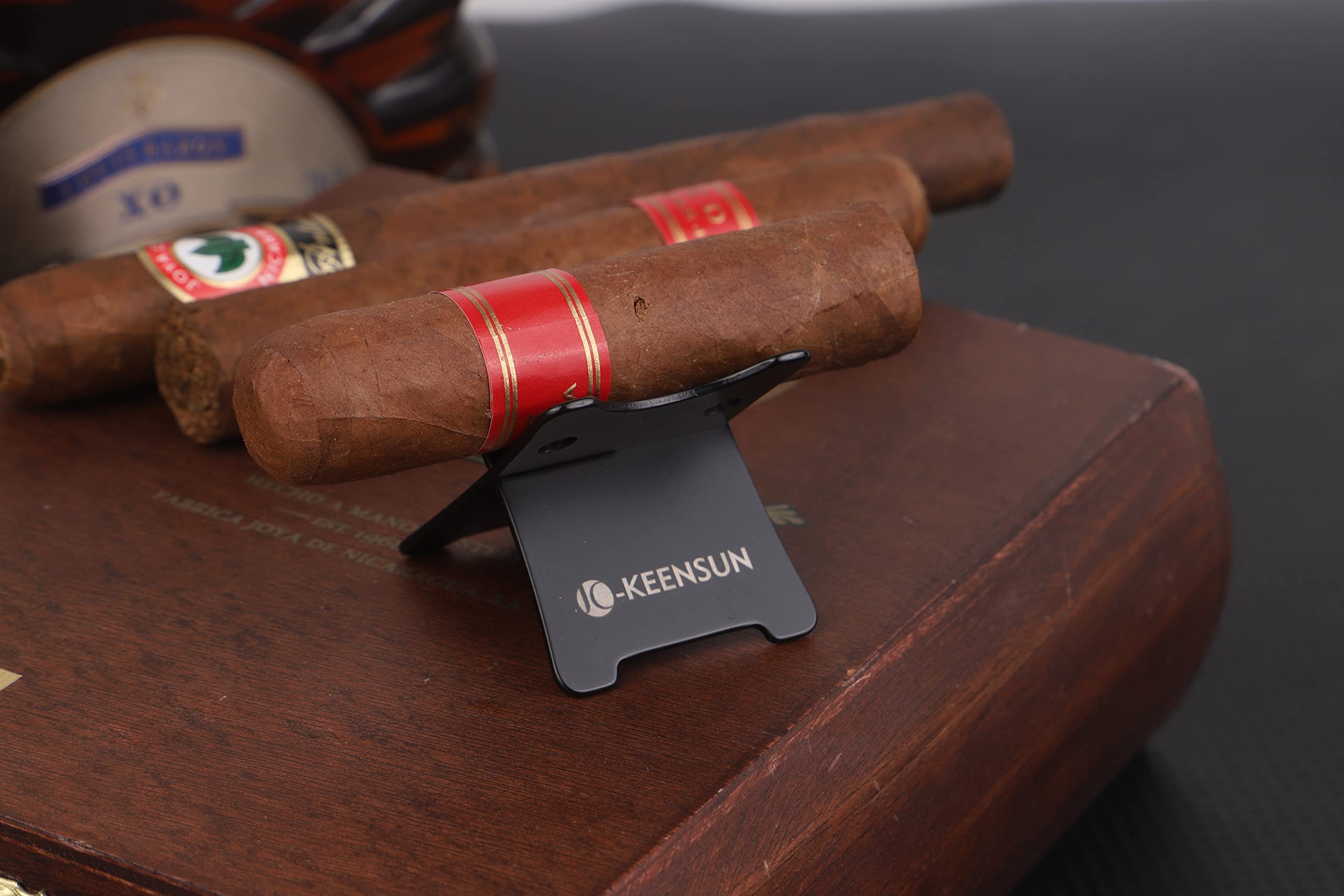 Premium Stainless Steel Cigar Stand Holder - Double Guillotine Cigar Rest with Gift Box | Portable & Durable for Home, Office, or Outdoor Use | Perfect Cigar Accessories for Enthusiasts