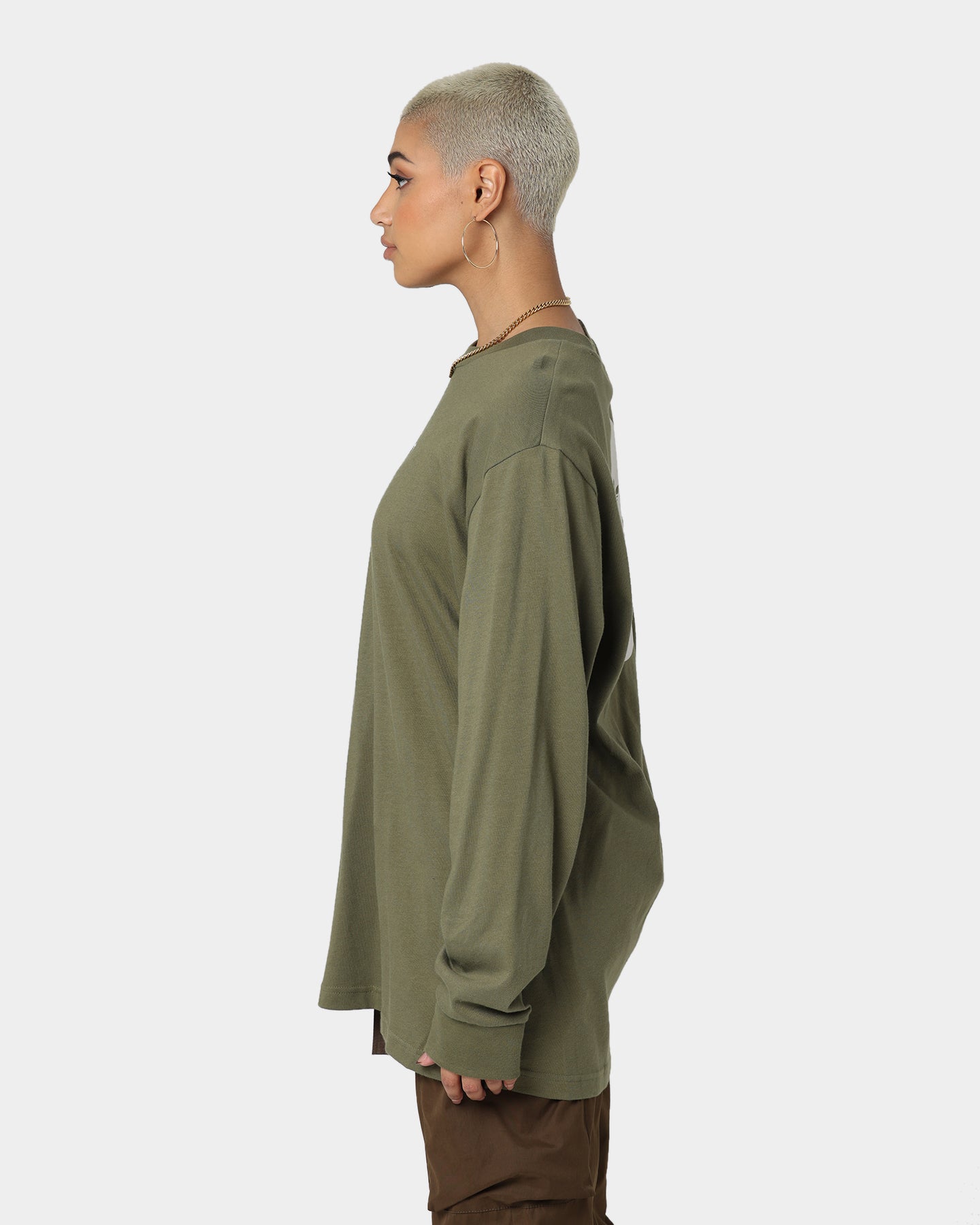Adidas Long Sleeve Graphic T-Shirt for Men - Craft Khaki Cotton Casual Shirt - Perfect for Workout, Streetwear & Everyday Fashion