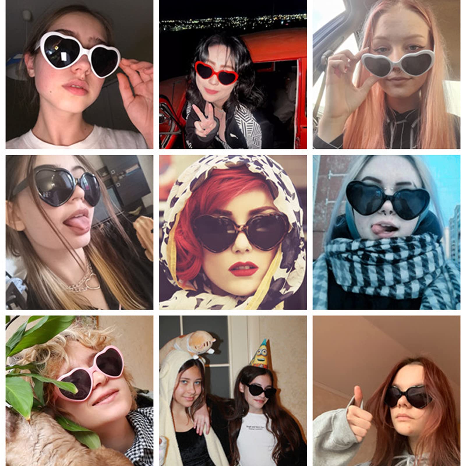 Trendy Heart Shaped Sunglasses for Women - Retro Cute Heart Glasses with UV400 Protection - Perfect for Valentine's Day, Beach Vacations & Summer Fashion Accessories