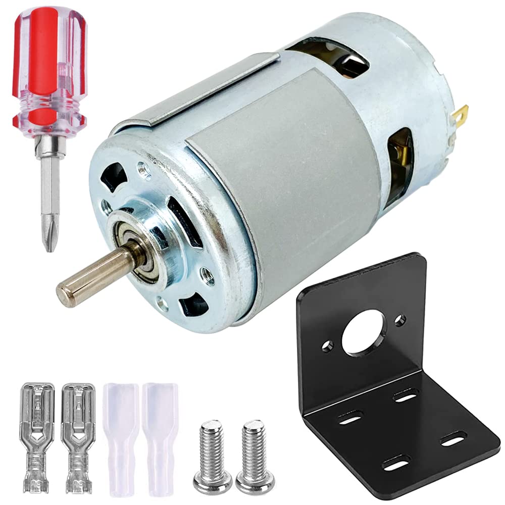 12V-24V 775 DC Motor 6000-12000 RPM High Torque Low Noise Electric Motor with Bracket - Double Ball Bearing for DIY Power Tools, Mini Angle Grinder, Table Saw, Drill - Perfect for Home Workshop & Industrial Applications