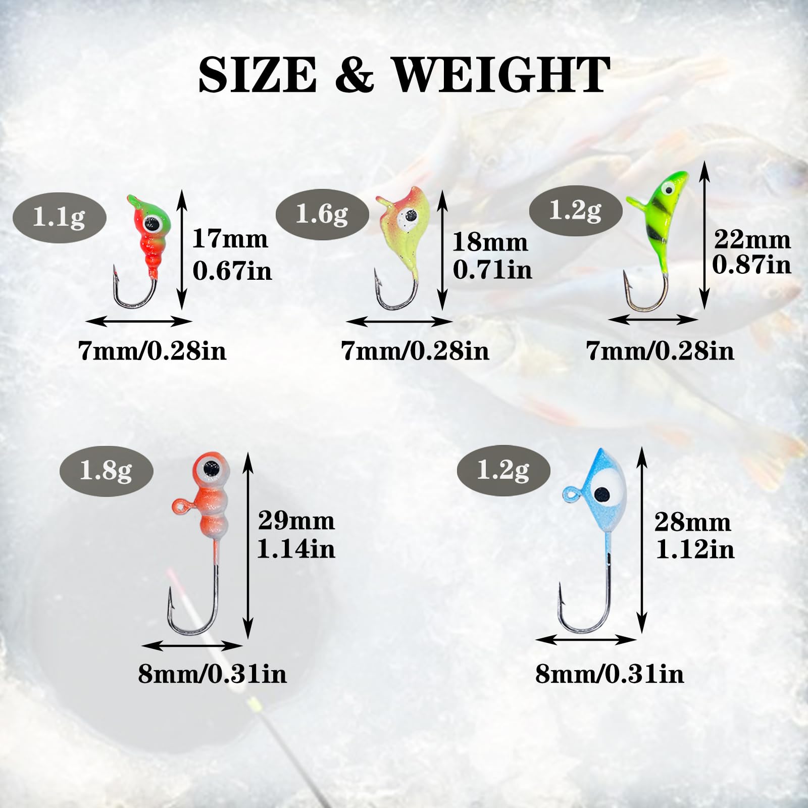 Bombite Glow in the Dark Ice Fishing Lures Kit - 30/50 Pack Crappie Jig Heads with Tackle Box for Winter Fishing | Ice Fishing Gear for Trout, Perch & Panfish | Perfect for Night Fishing & Low Light Conditions