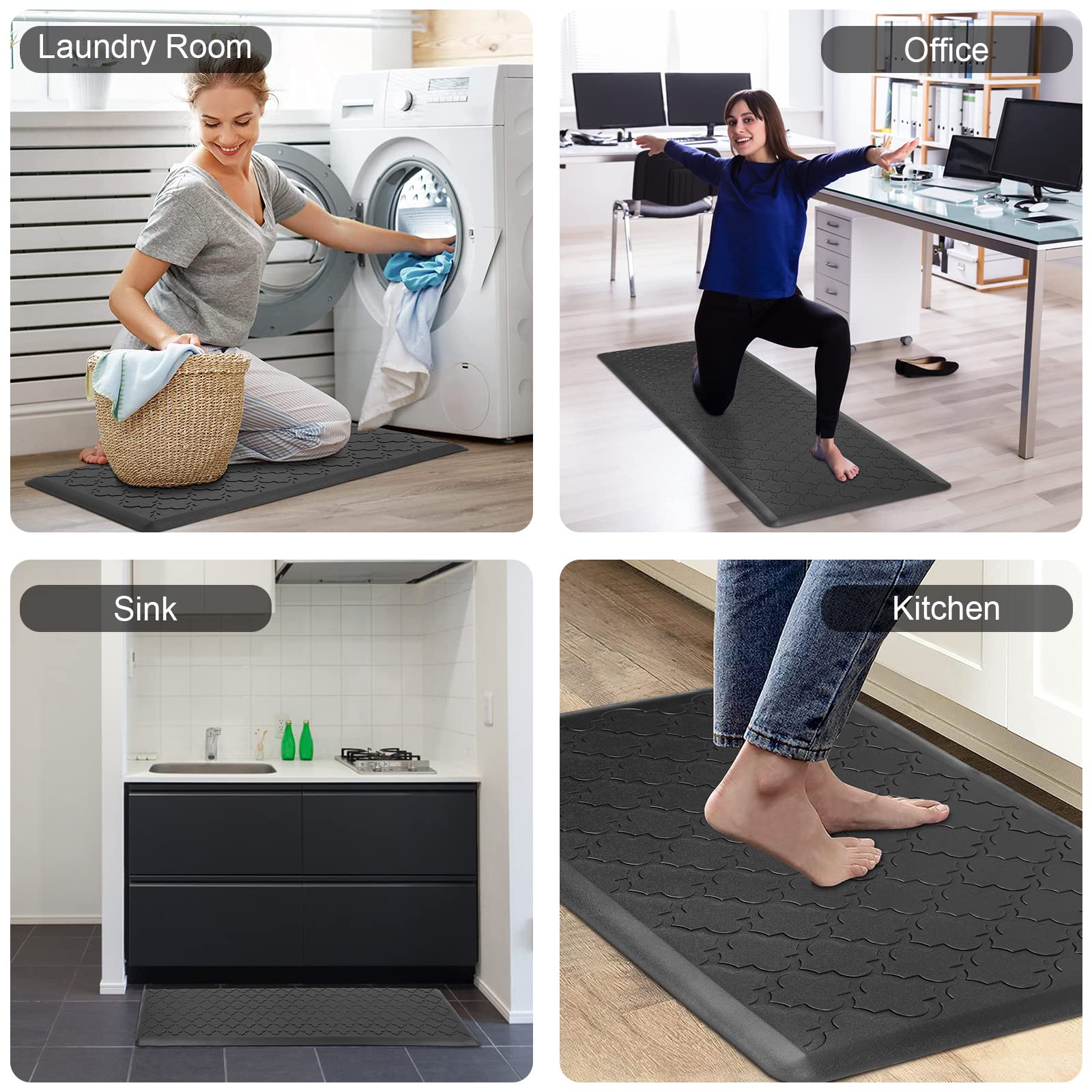 HEBE Anti-Fatigue Kitchen Mat - Non-Slip, Waterproof Floor Mat (17.3